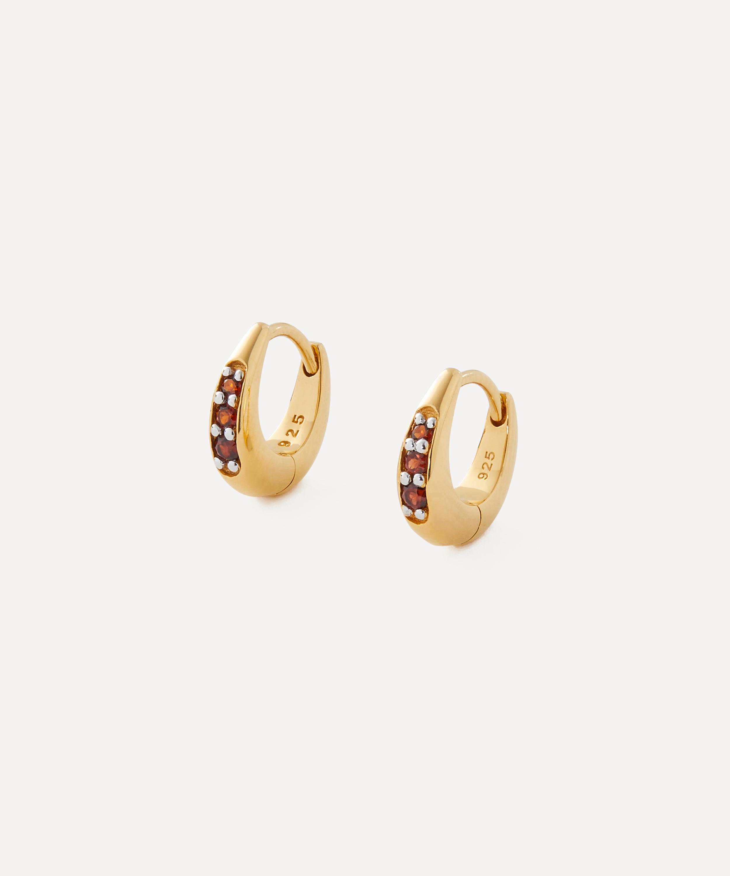 Rachel Jackson - 22ct Gold-Plated January Birthstone Huggie Hoop Earrings image number 0