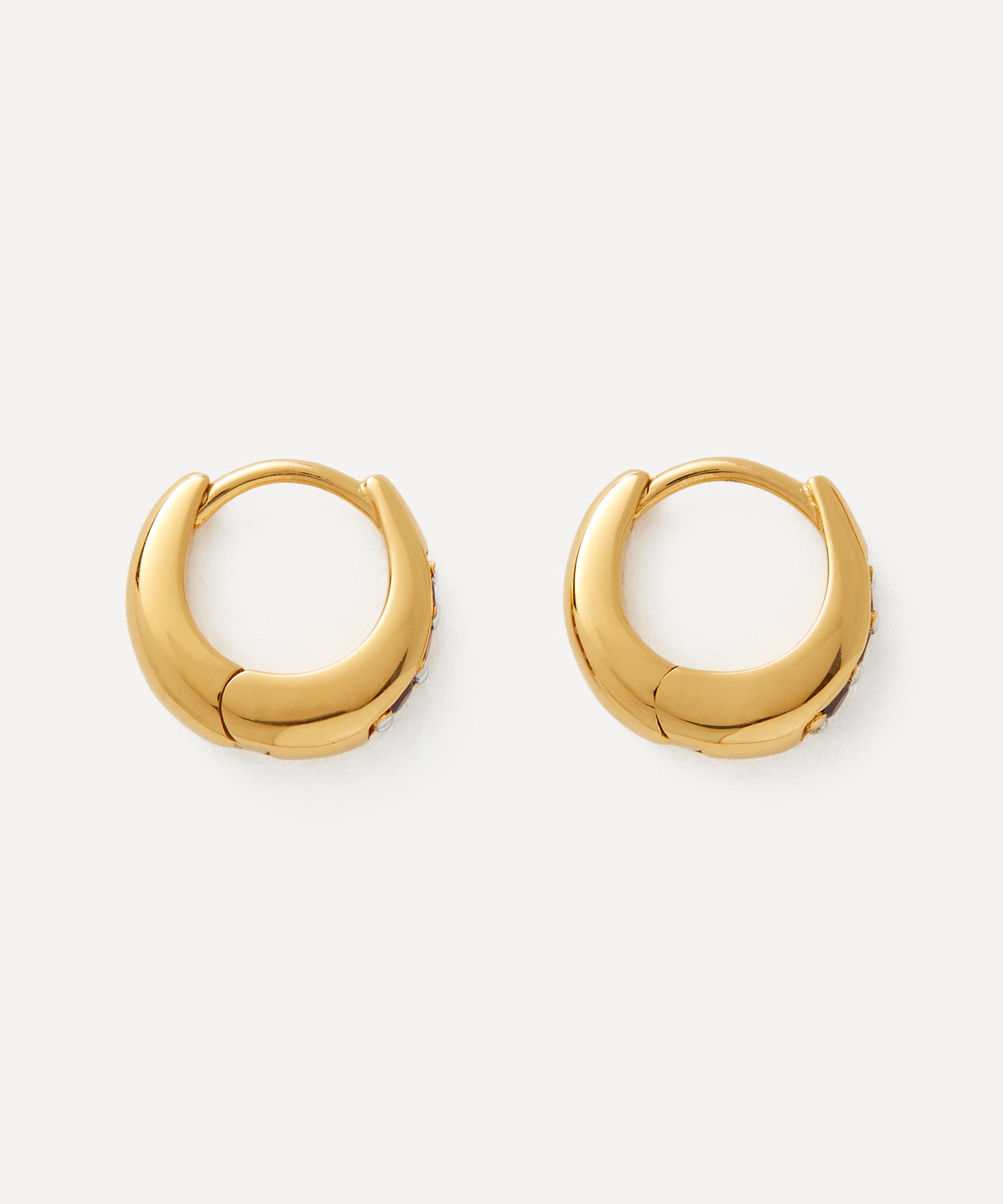 Rachel Jackson - 22ct Gold-Plated January Birthstone Huggie Hoop Earrings image number 1