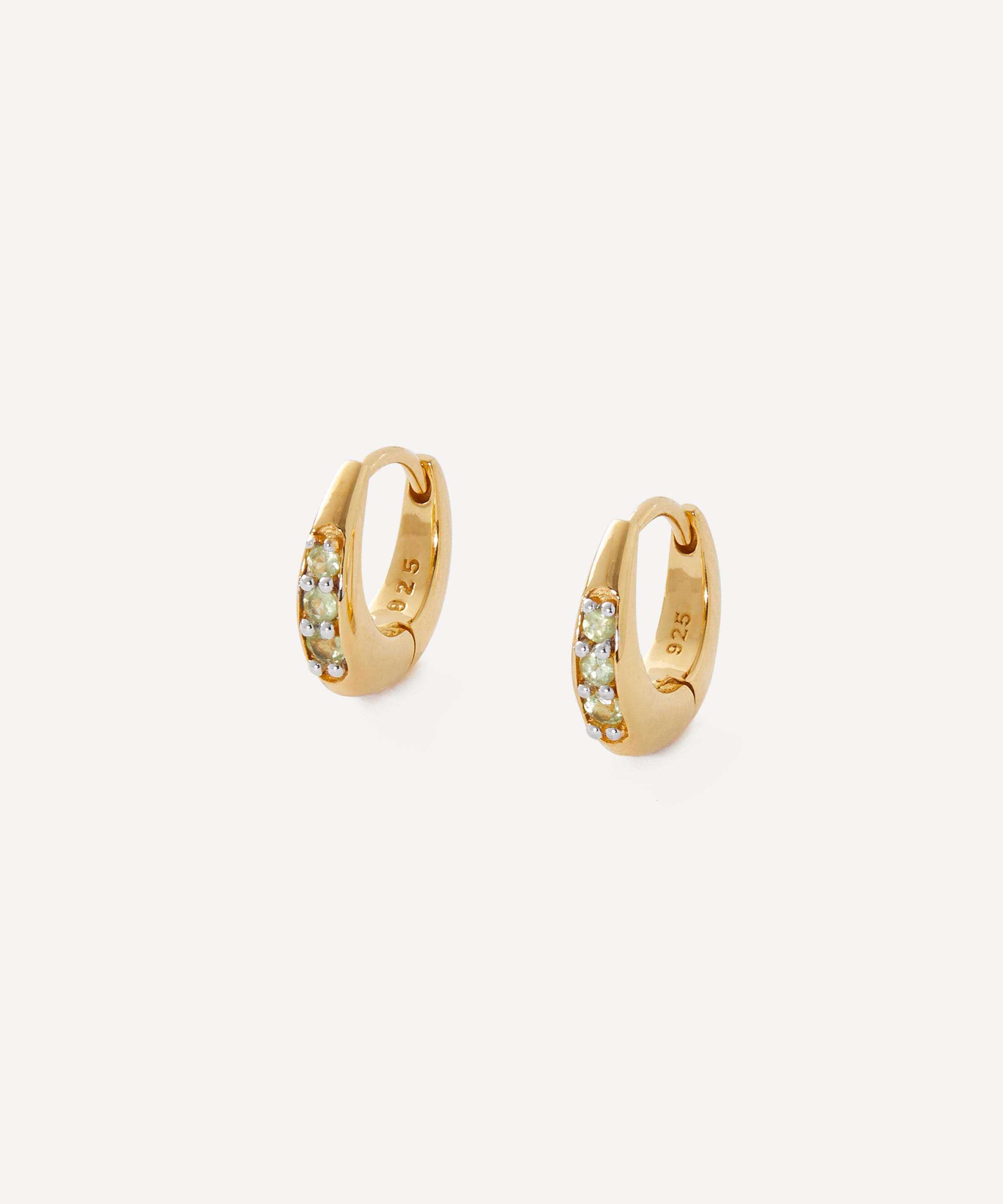 Rachel Jackson - 22ct Gold-Plated August Birthstone Huggie Hoop Earrings image number 0