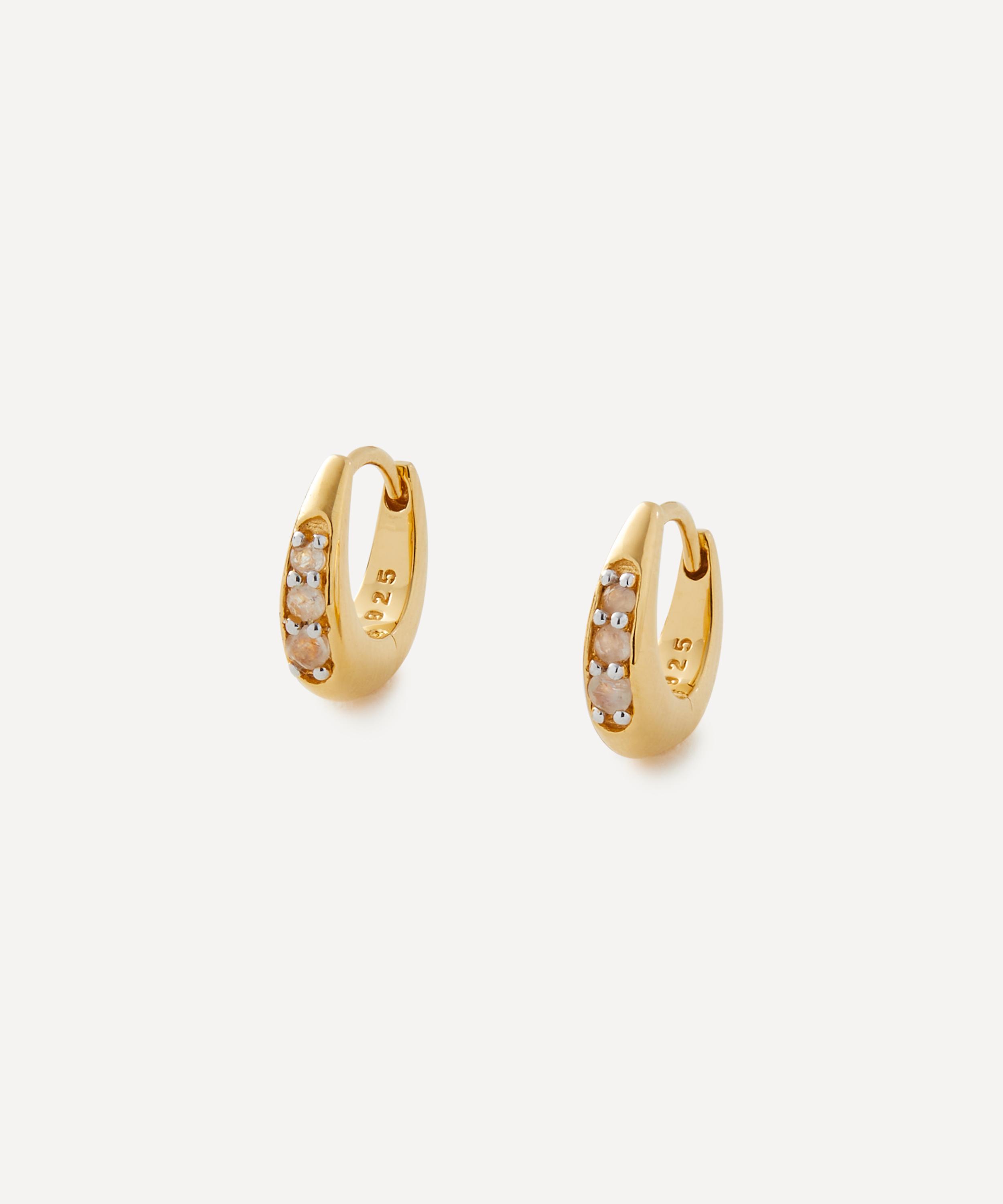 Rachel Jackson - 22ct Gold-Plated June Birthstone Huggie Hoop Earrings image number 0