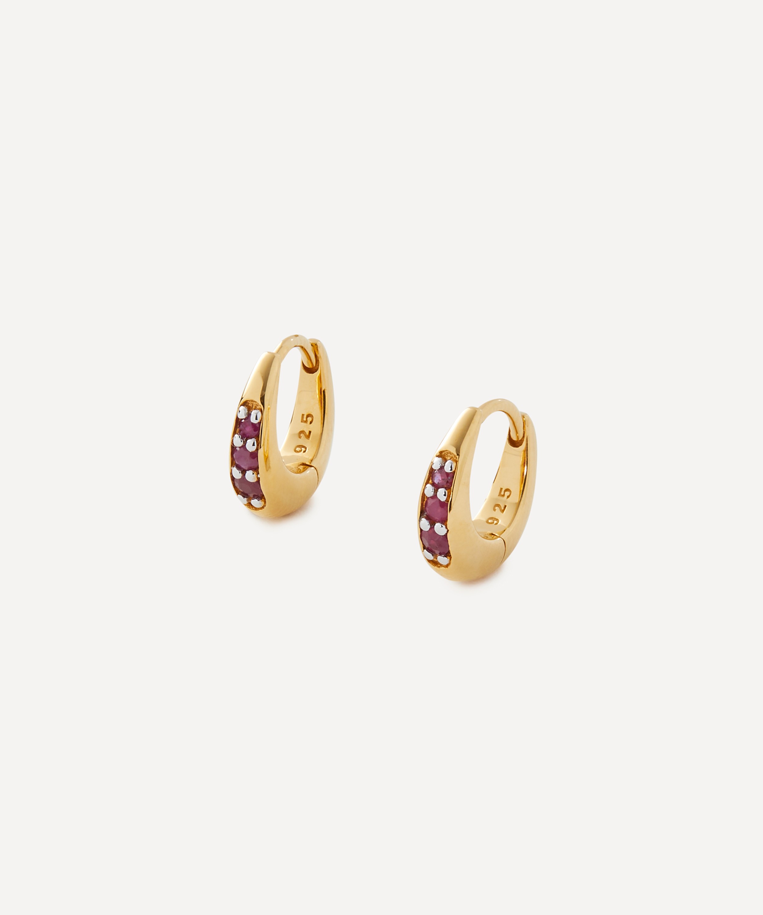 Rachel Jackson - 22ct Gold-Plated July Birthstone Huggie Hoop Earrings