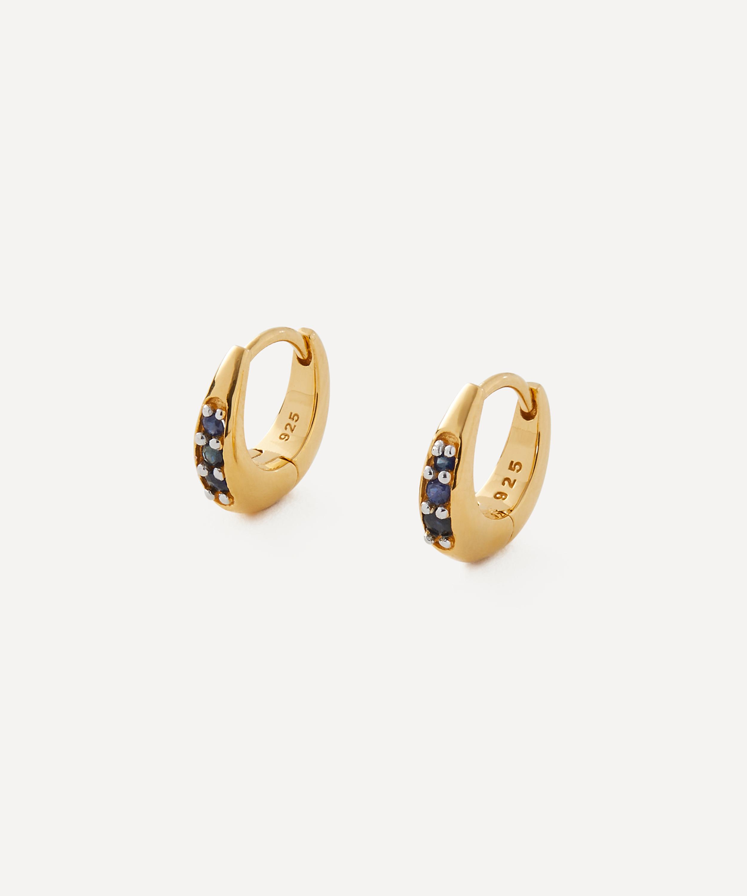 Rachel Jackson - 22ct Gold-Plated September Birthstone Huggie Hoop Earrings image number 0