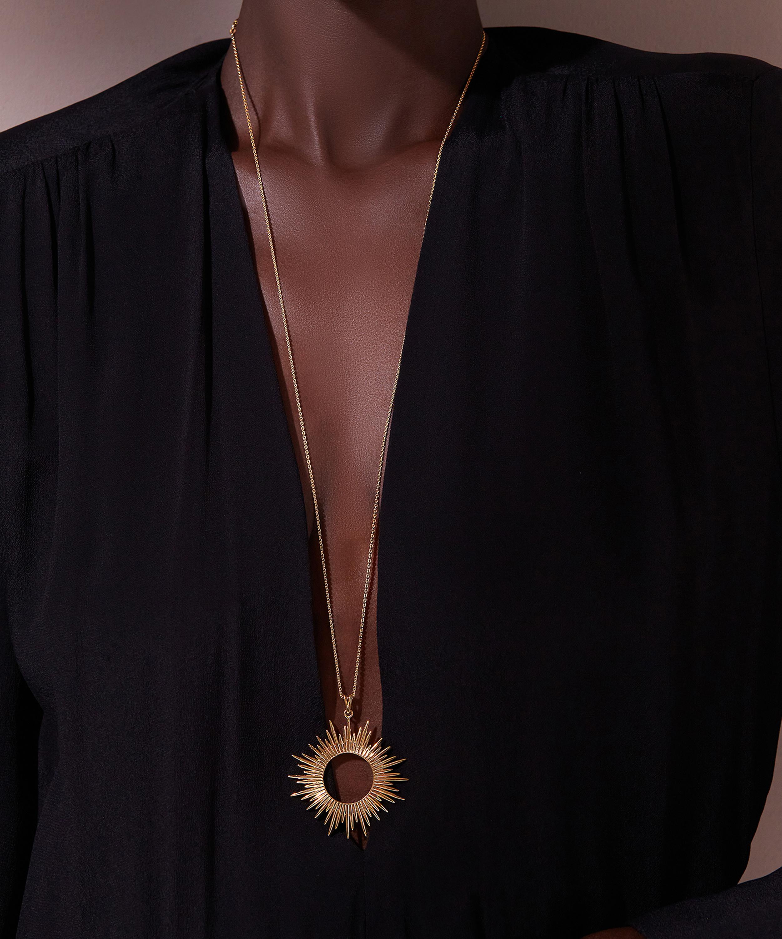 Rachel Jackson - 22ct Gold-Plated Electric Goddess Statement Sun Pendant Necklace image number 2