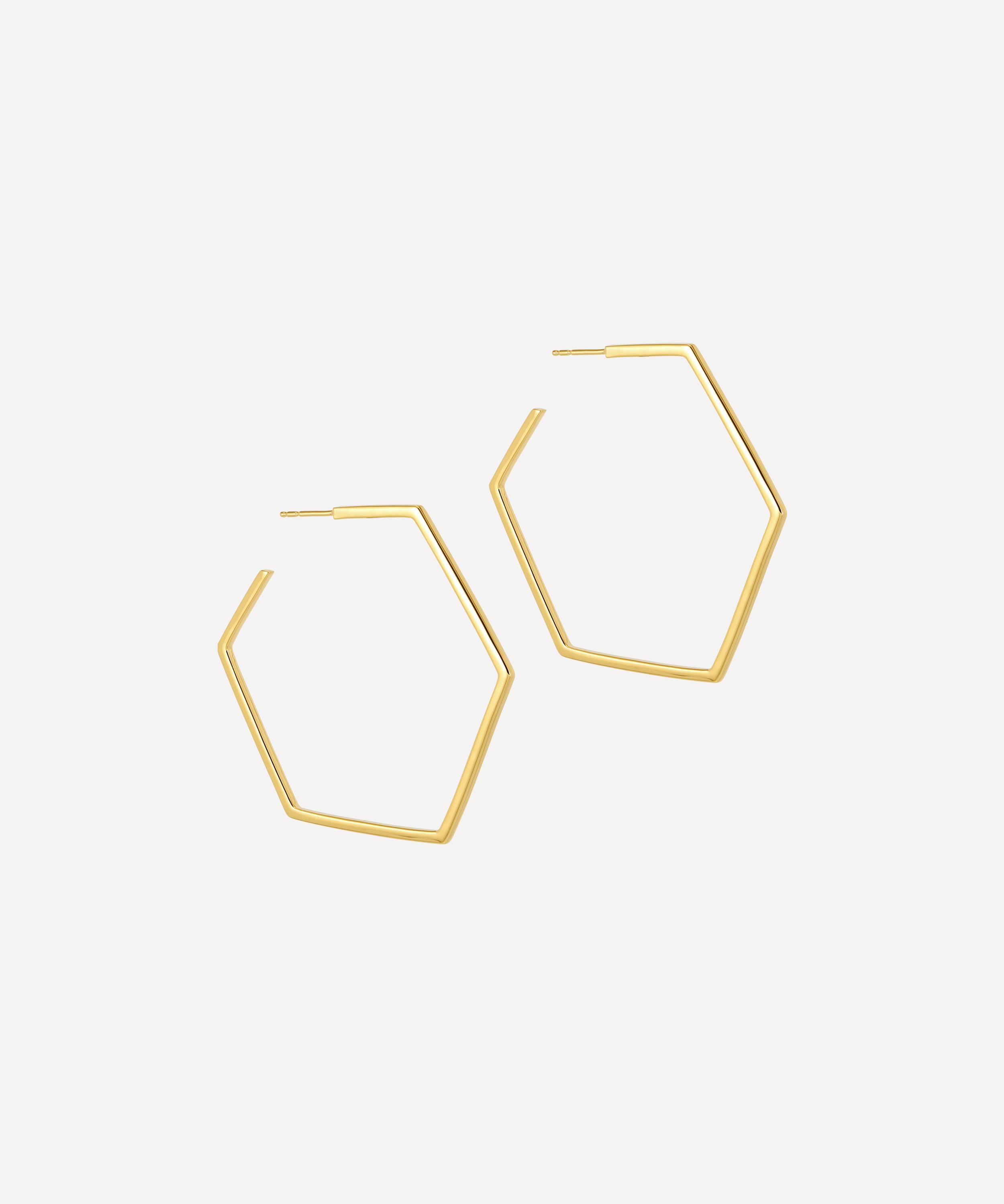 Rachel Jackson - 22ct Gold-Plated Oversized Hexagon Hoop Earrings image number 0