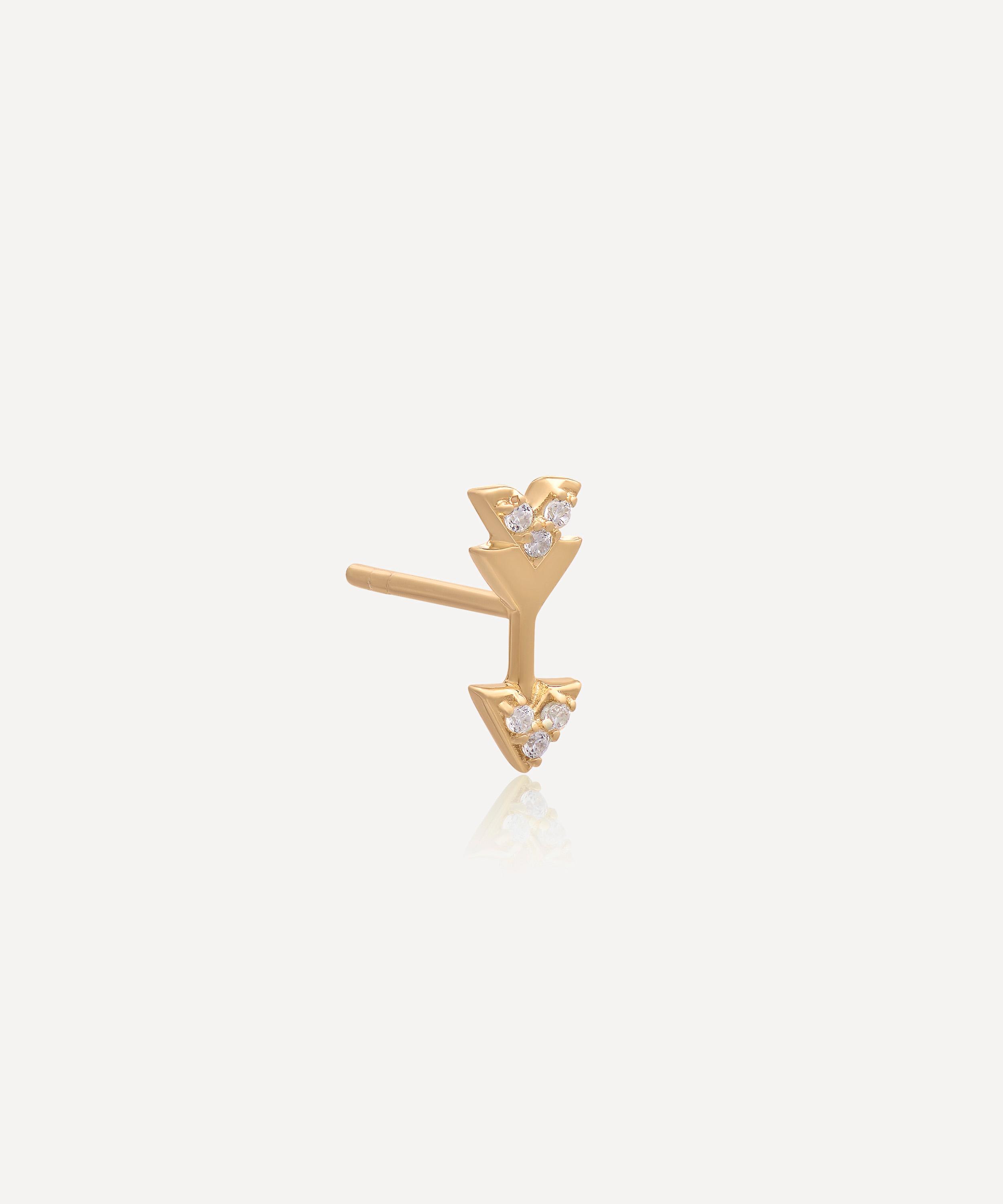 Rachel Jackson - 9ct Gold Lovestruck Diamond Arrow Stud Earring image number 0