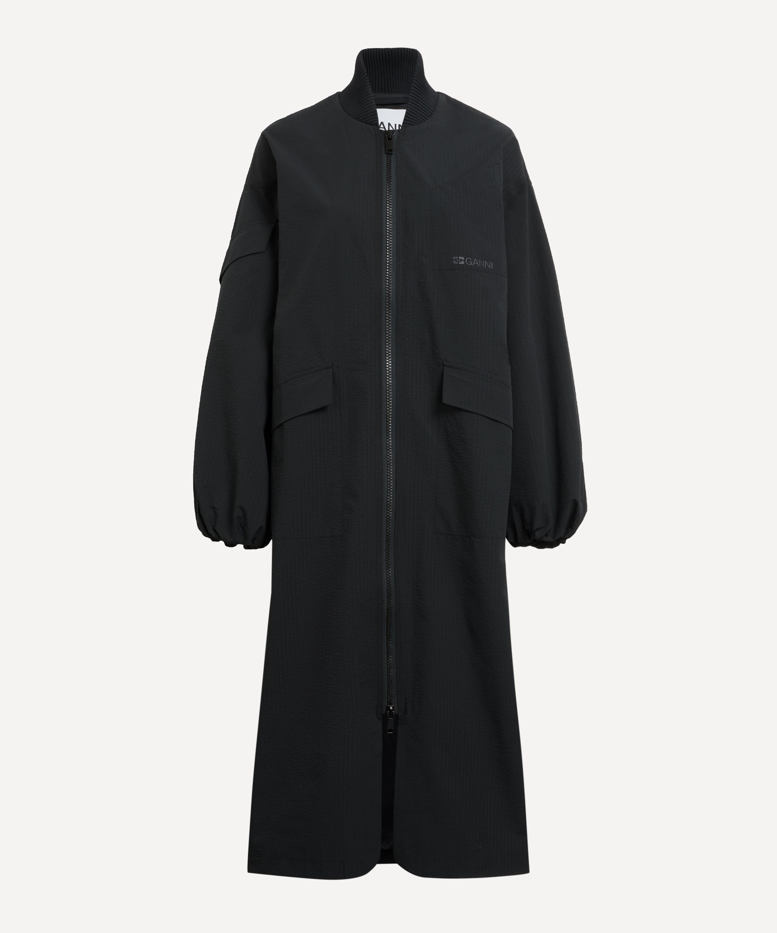 Ganni - Tech Seersucker Oversized Shell Coat image number 0