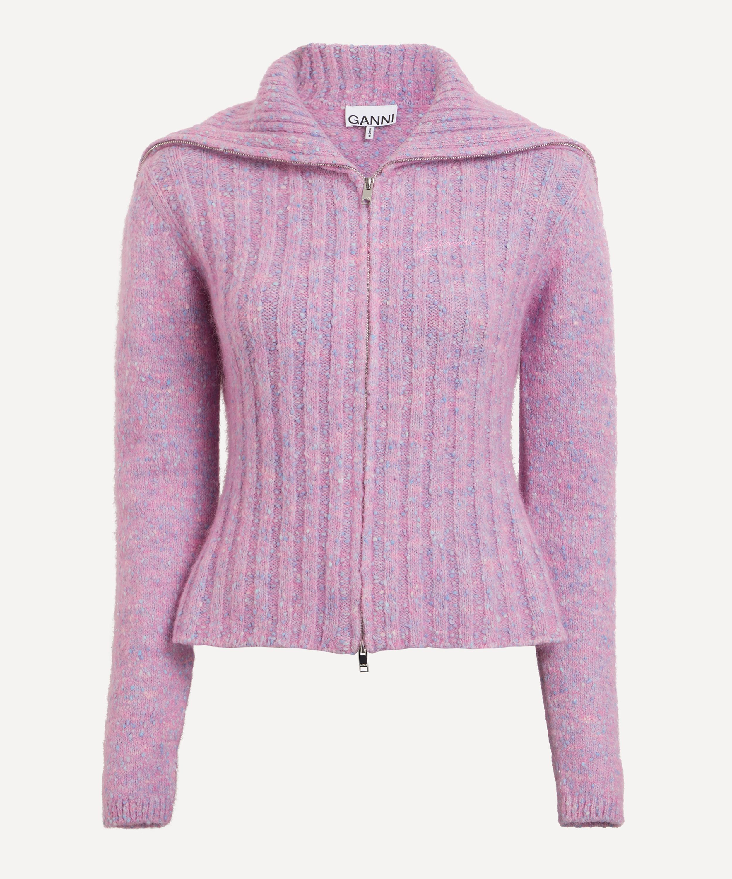 Ganni - Rose Violet High-Neck Zip Cardigan image number 0