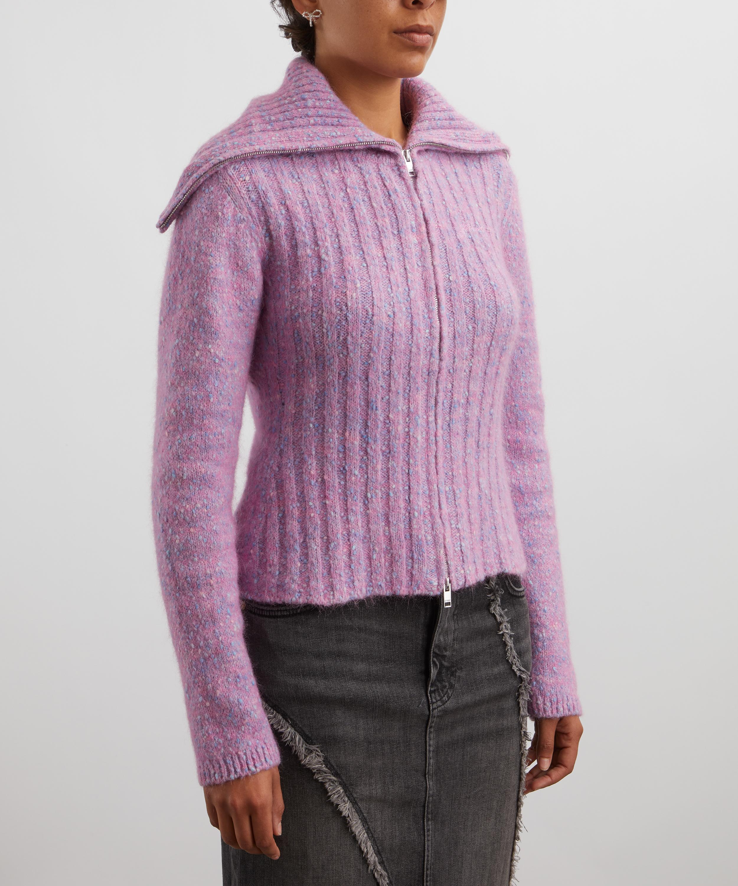 Ganni - Rose Violet High-Neck Zip Cardigan image number 2