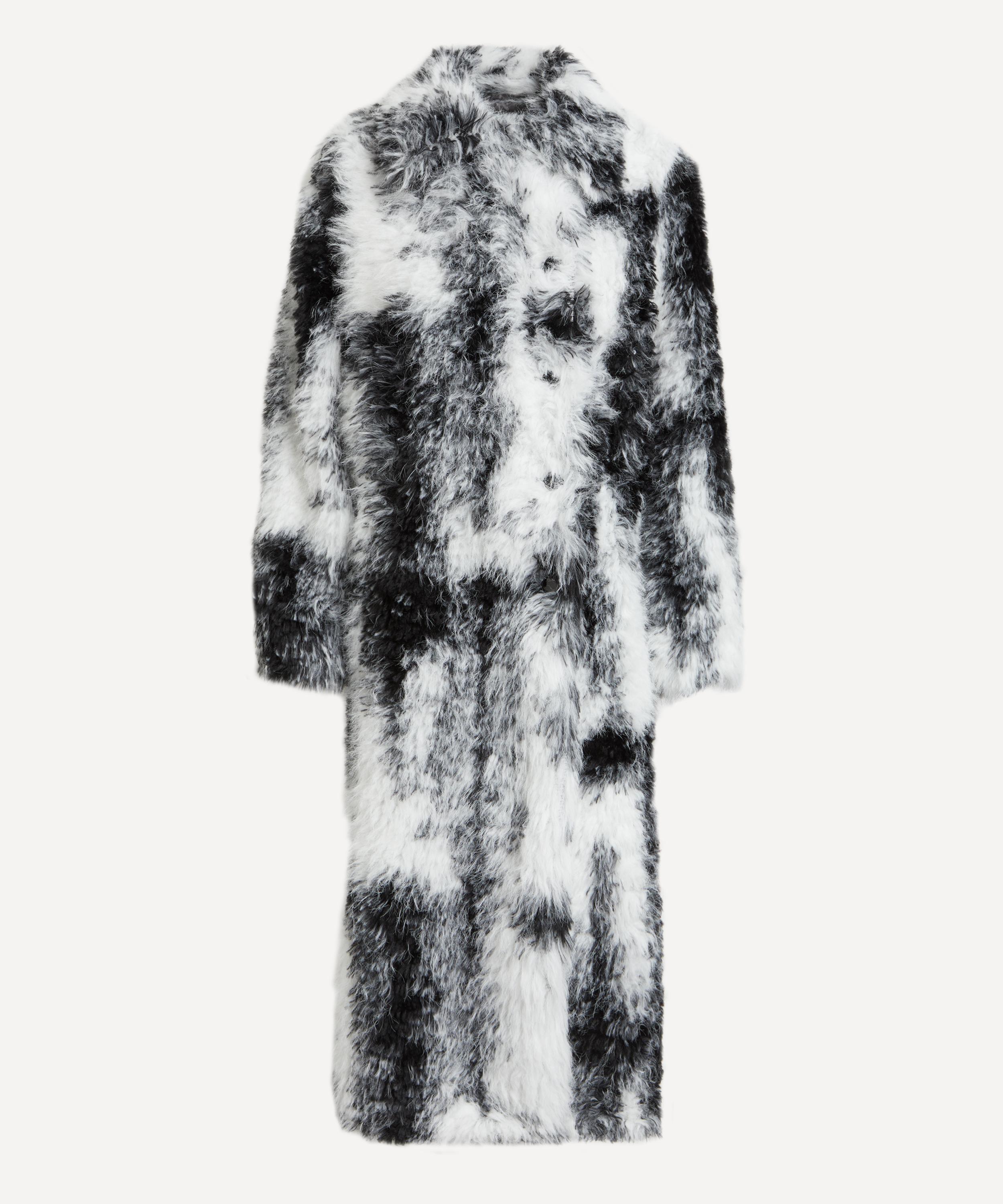 Ganni - Black and White Faux Fur Coat image number 0