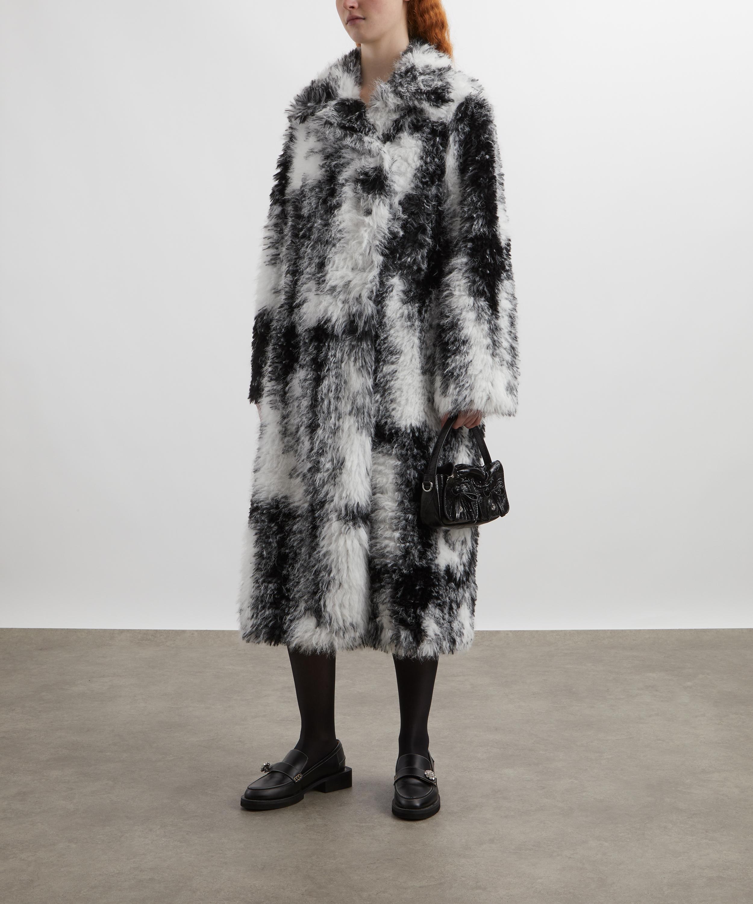 Ganni - Black and White Faux Fur Coat image number 1