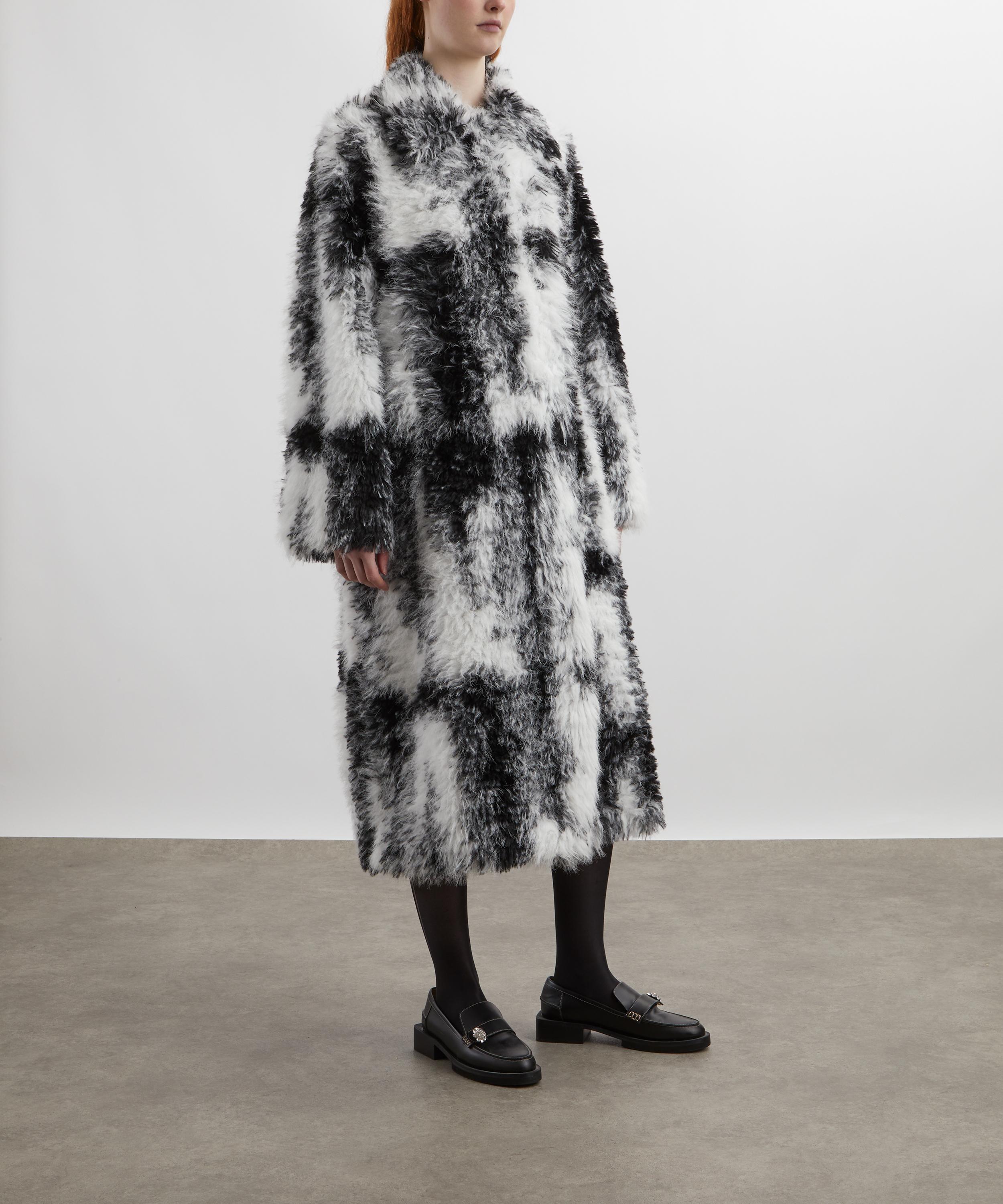 Ganni - Black and White Faux Fur Coat image number 2