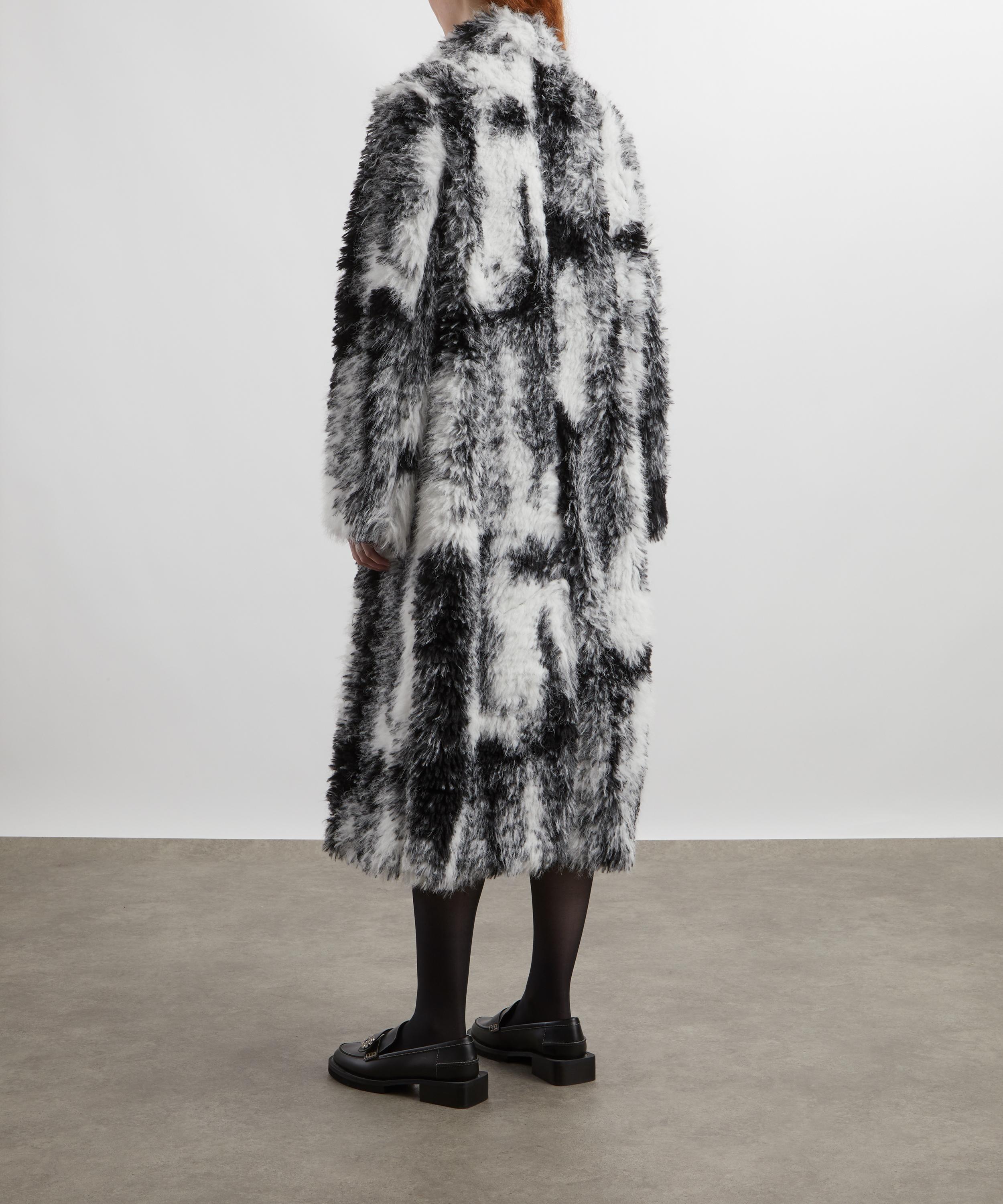 Ganni - Black and White Faux Fur Coat image number 3