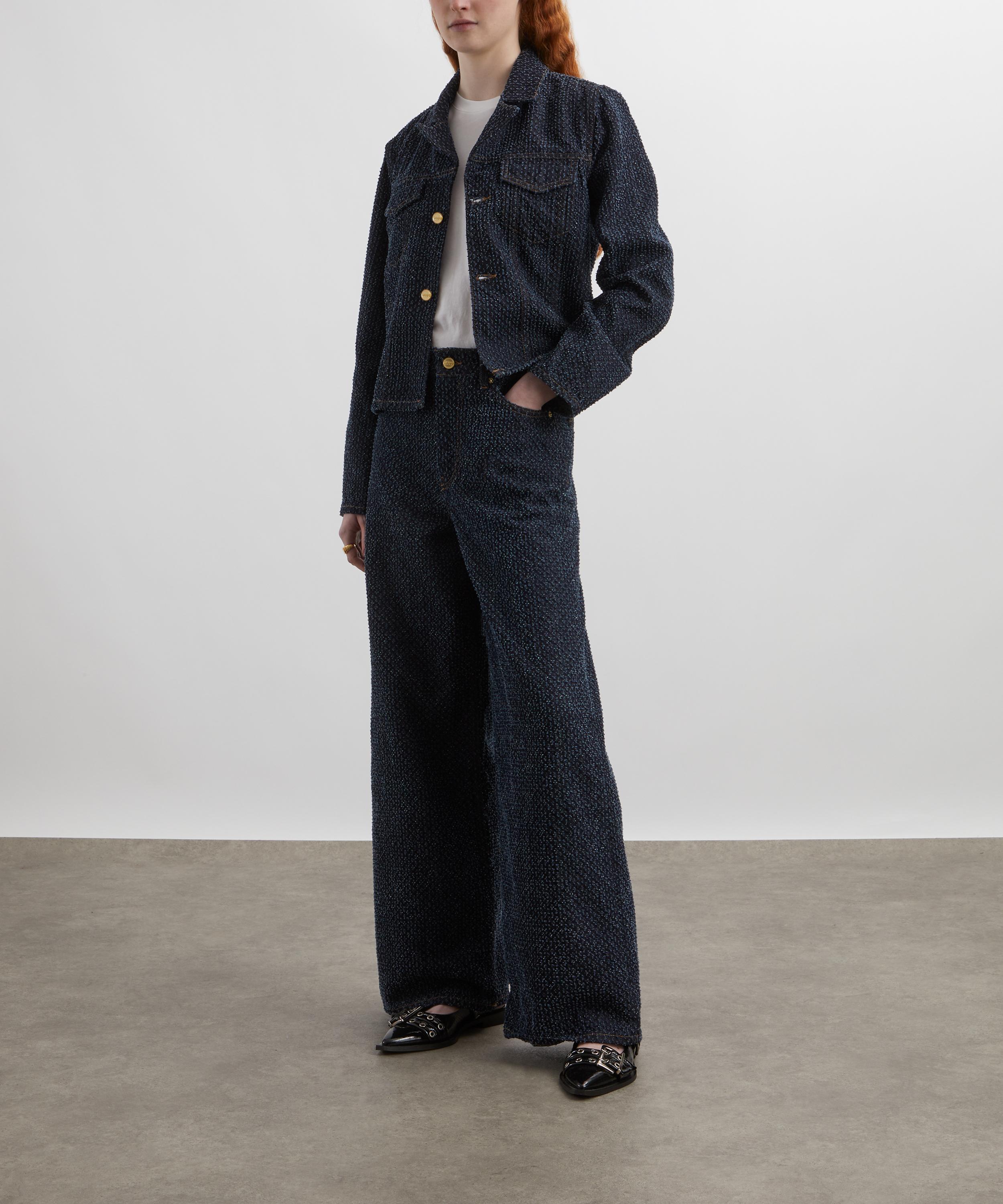 Ganni - Fluffy  Denim Wide Leg Jeans image number 1