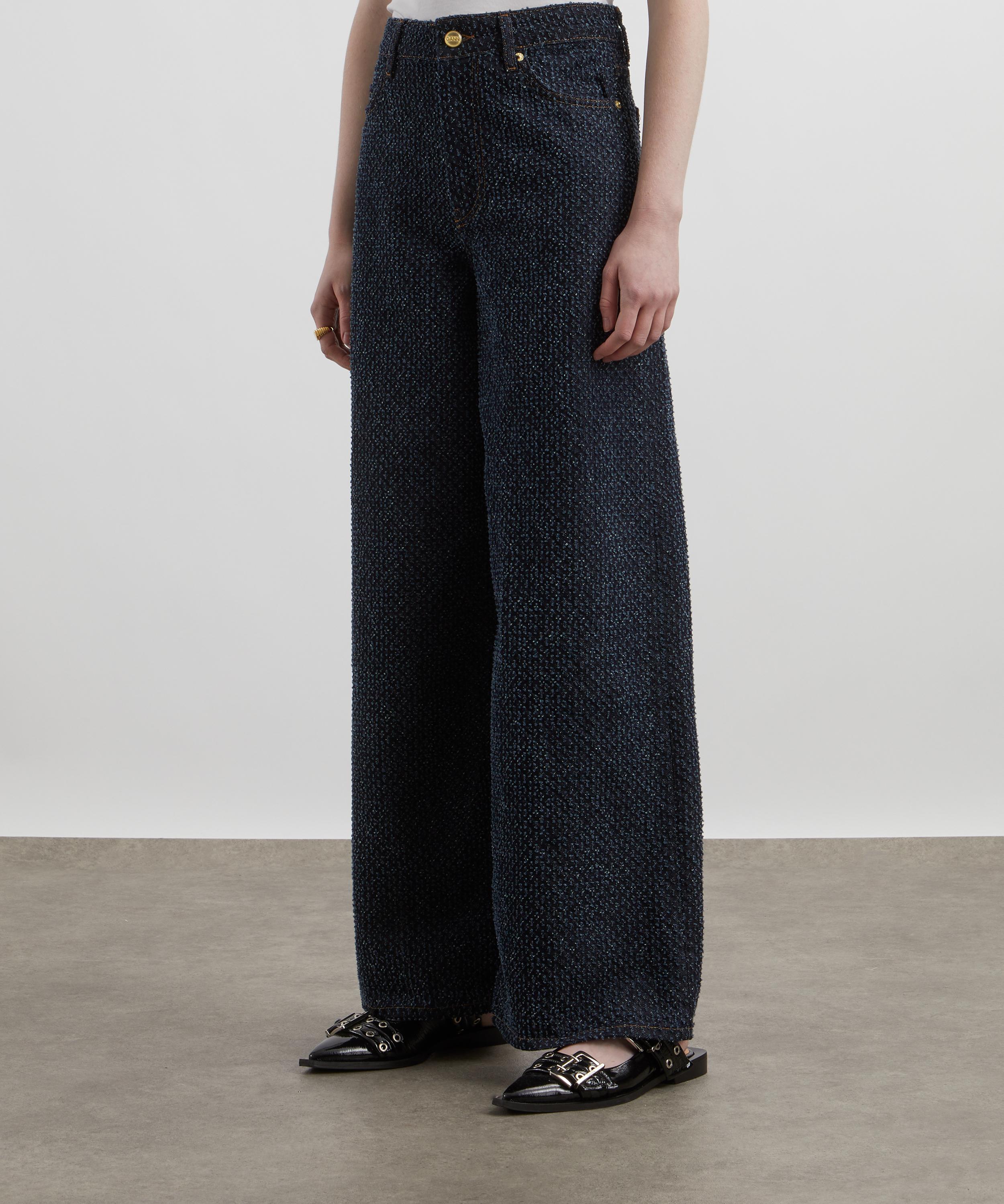 Ganni - Fluffy  Denim Wide Leg Jeans image number 2