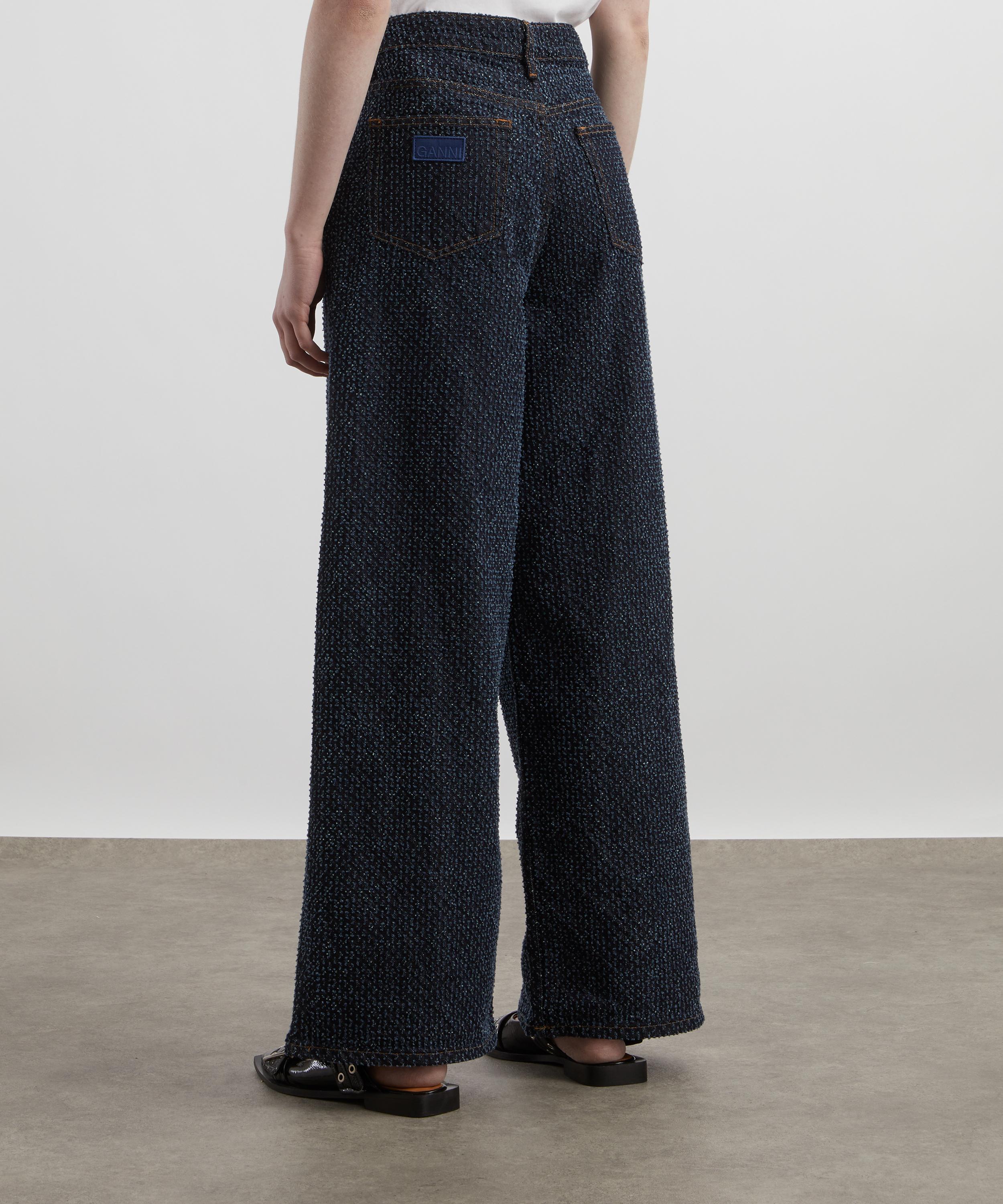 Ganni - Fluffy  Denim Wide Leg Jeans image number 3