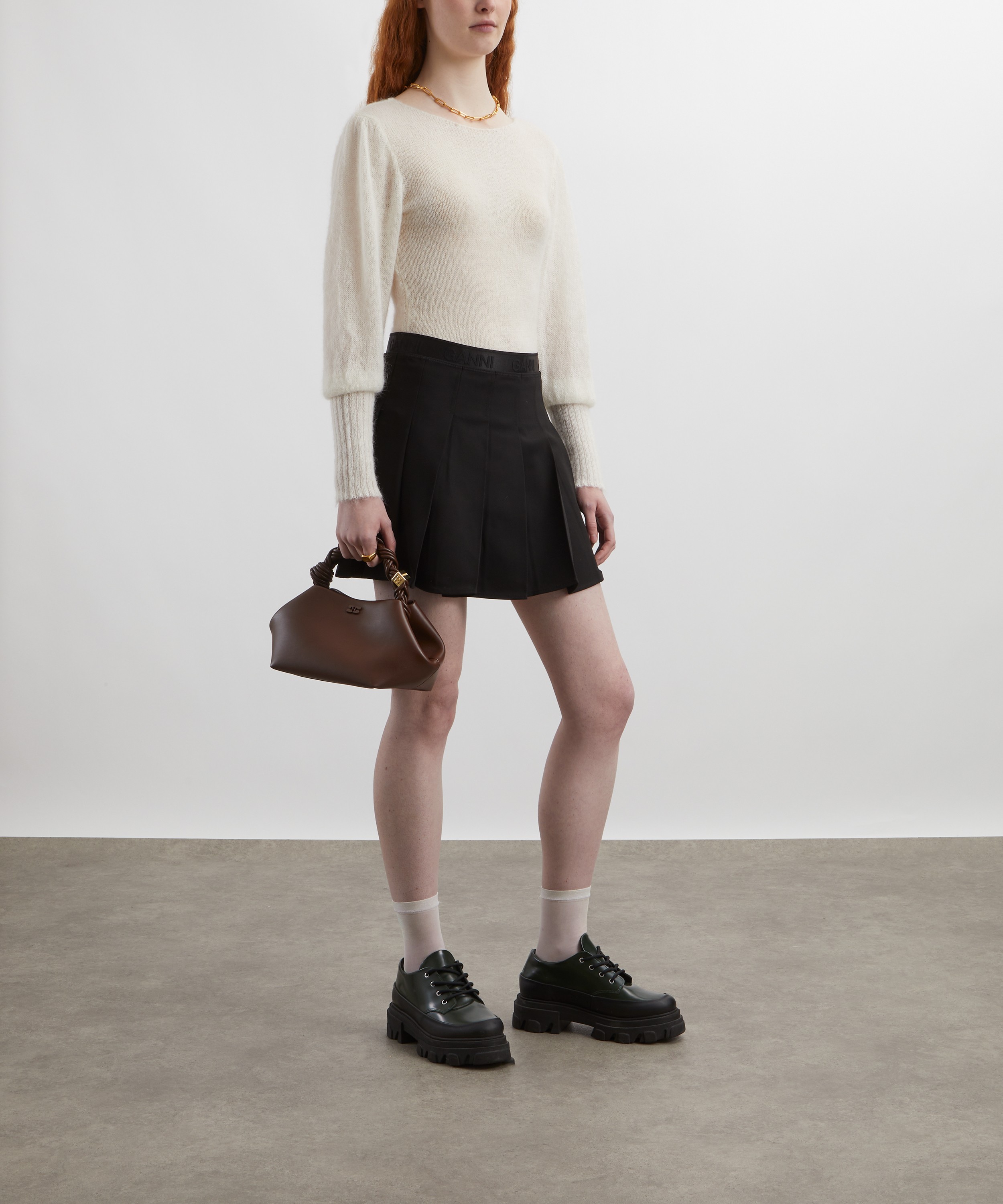 Ganni - Twill Pleated Mini Skirt image number 1