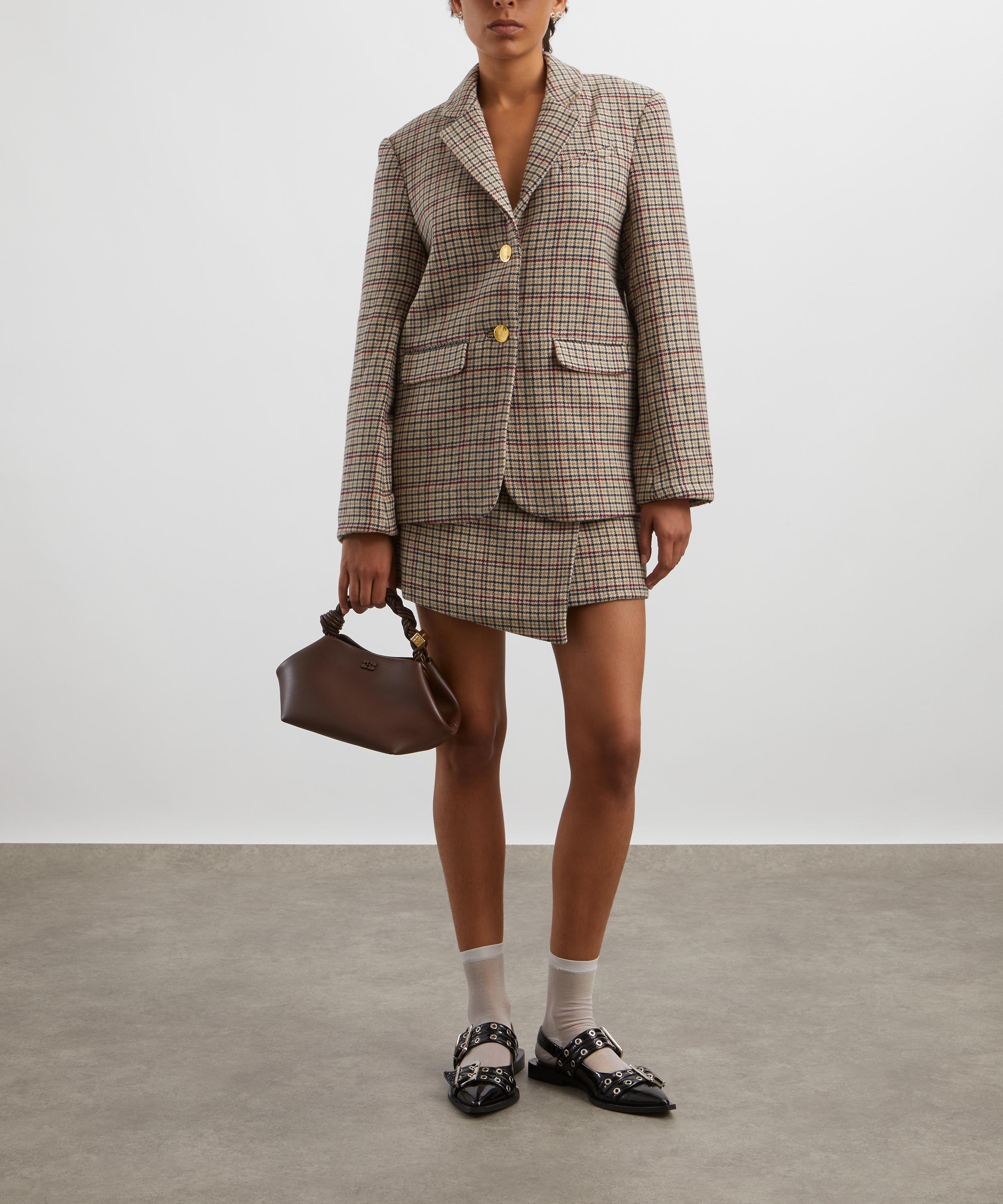 Ganni - Check Asymmetrical Wrap Mini Skirt image number 1