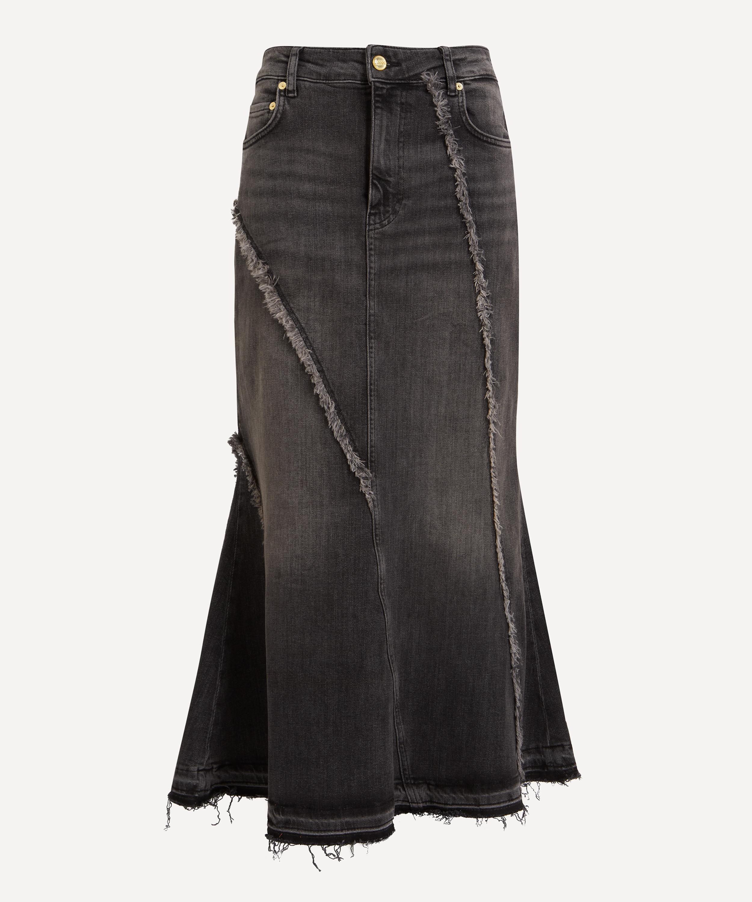 Ganni - Washed Black Denim Maxi Skirt image number 0