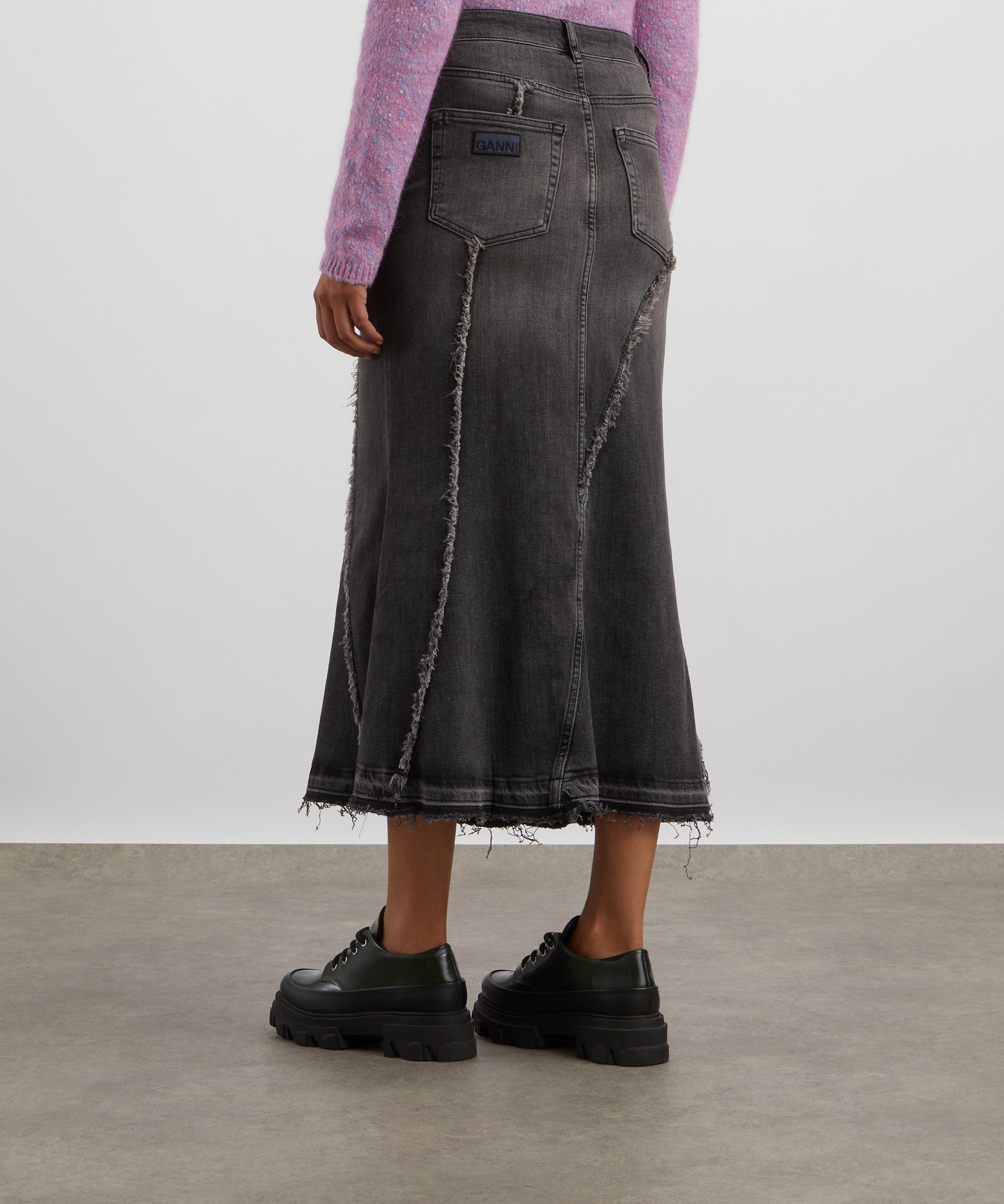 Ganni - Washed Black Denim Maxi Skirt image number 3