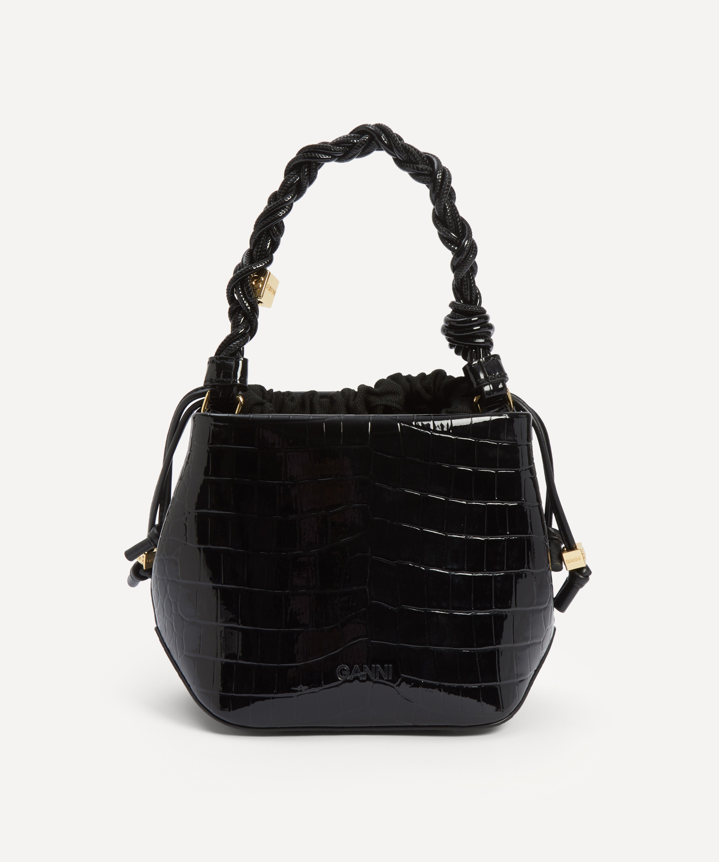 Ganni - Black Croco Bou Bucket Bag image number 3