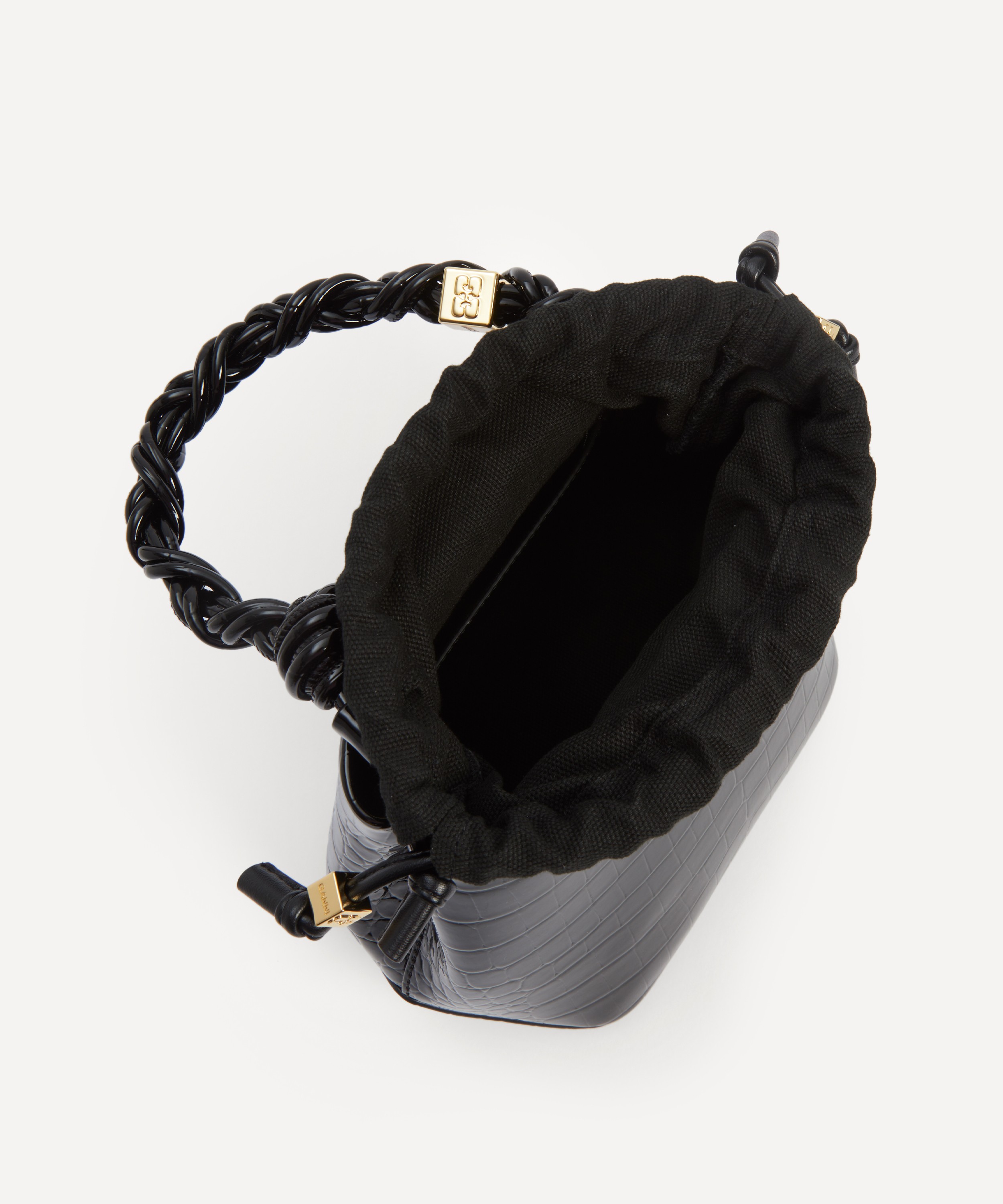 Ganni - Black Croco Bou Bucket Bag image number 5