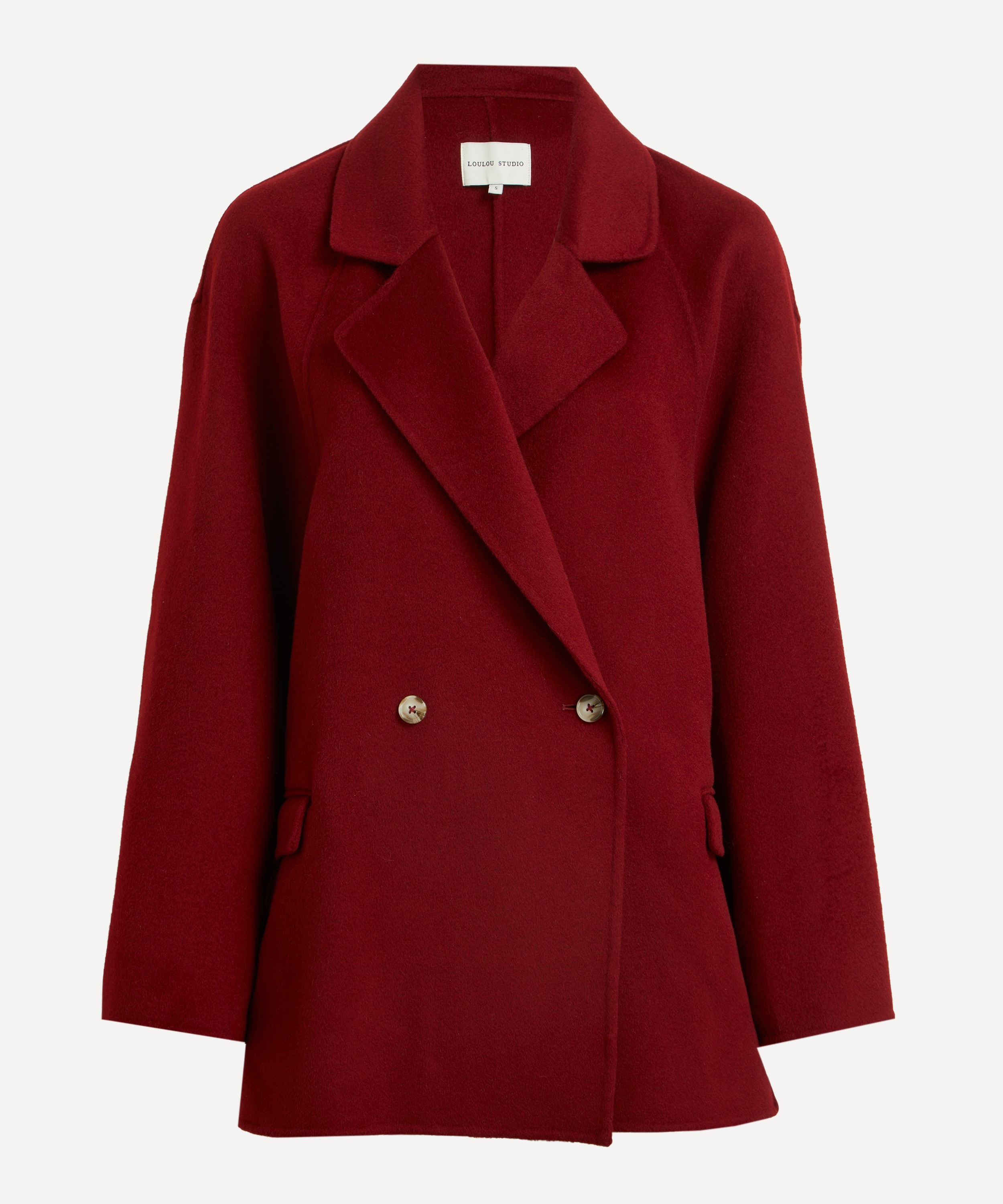 Loulou Studio - Gary Burgundy Short Wool-Cashmere Coat image number 0