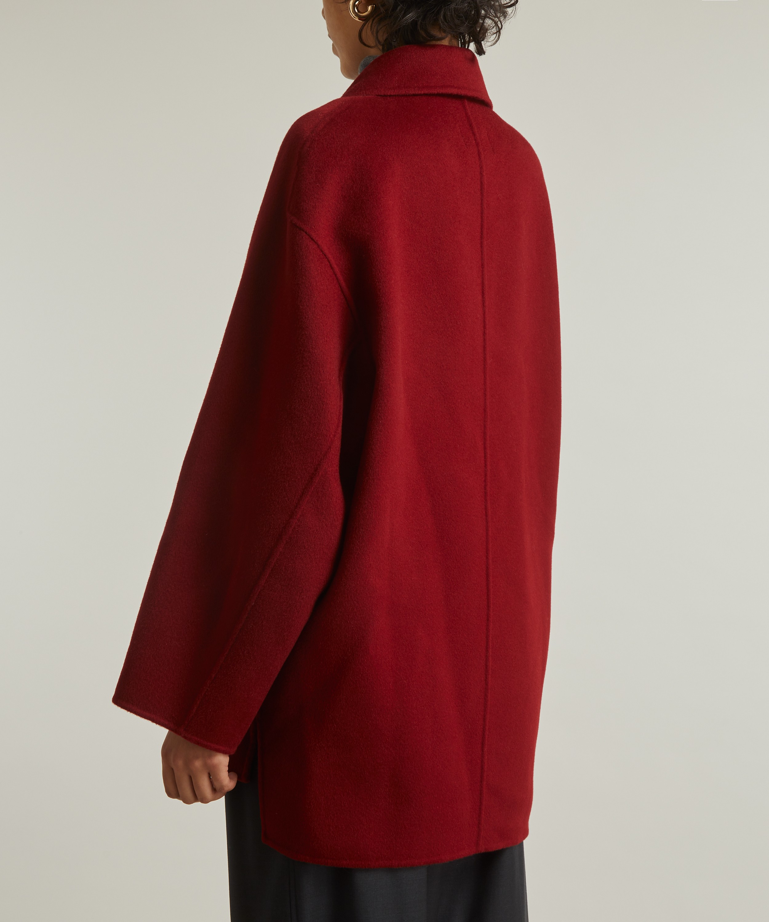 Loulou Studio - Gary Burgundy Short Wool-Cashmere Coat image number 3