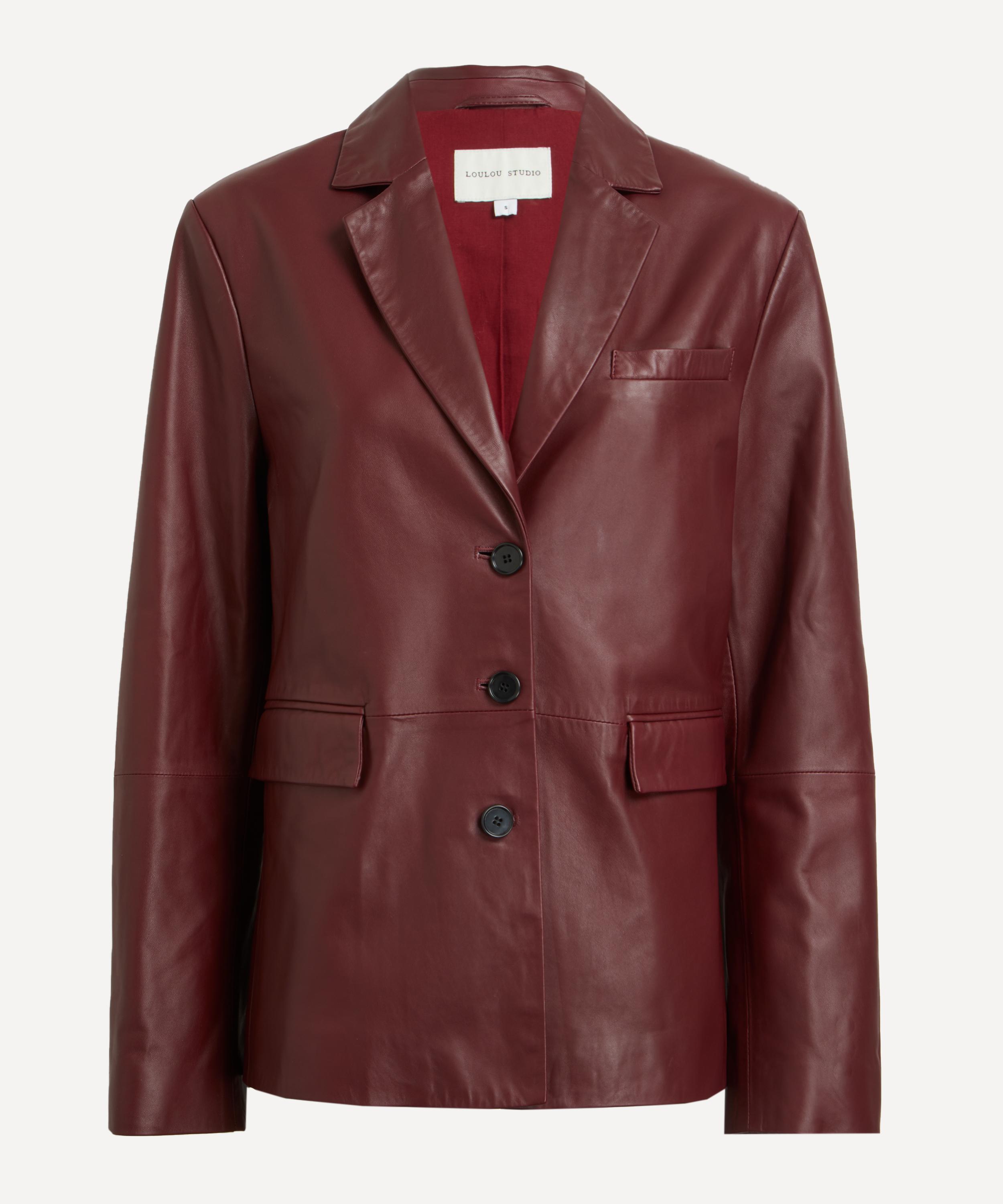 Loulou Studio Aldo Burgundy Plonge Leather Blazer Liberty