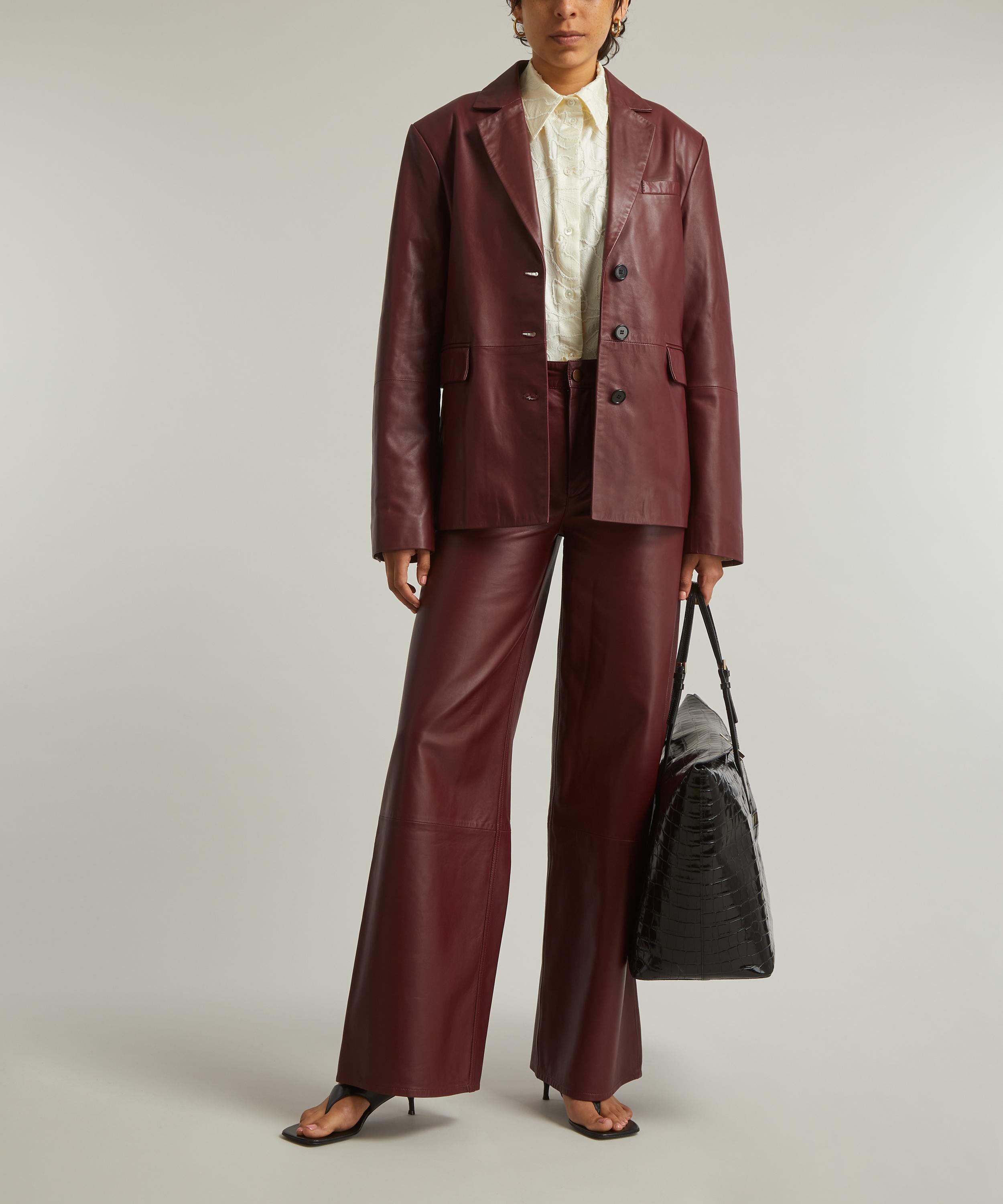 Loulou Studio - Aldo Burgundy Plongé Leather Blazer image number 1