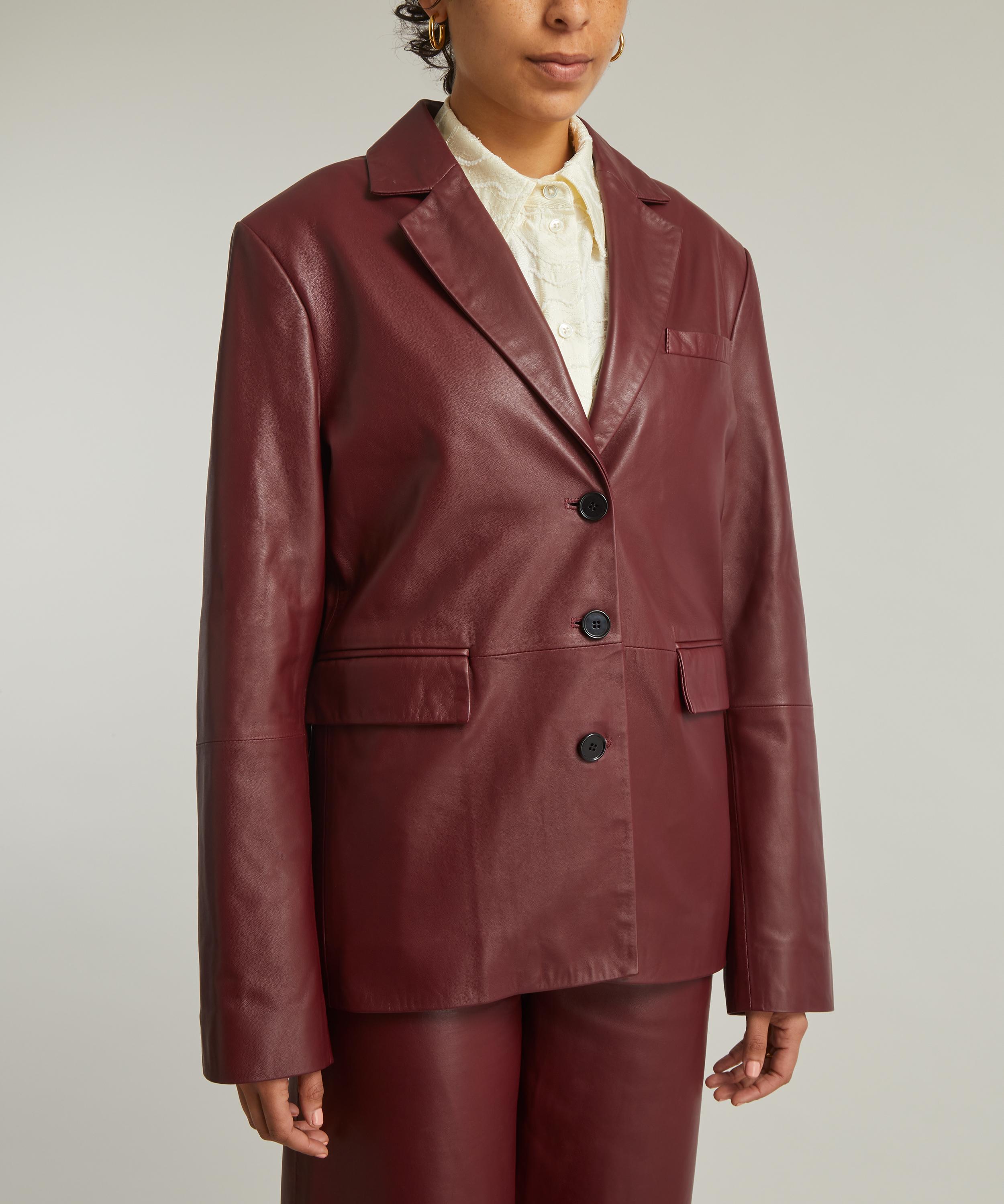 Loulou Studio - Aldo Burgundy Plongé Leather Blazer image number 2