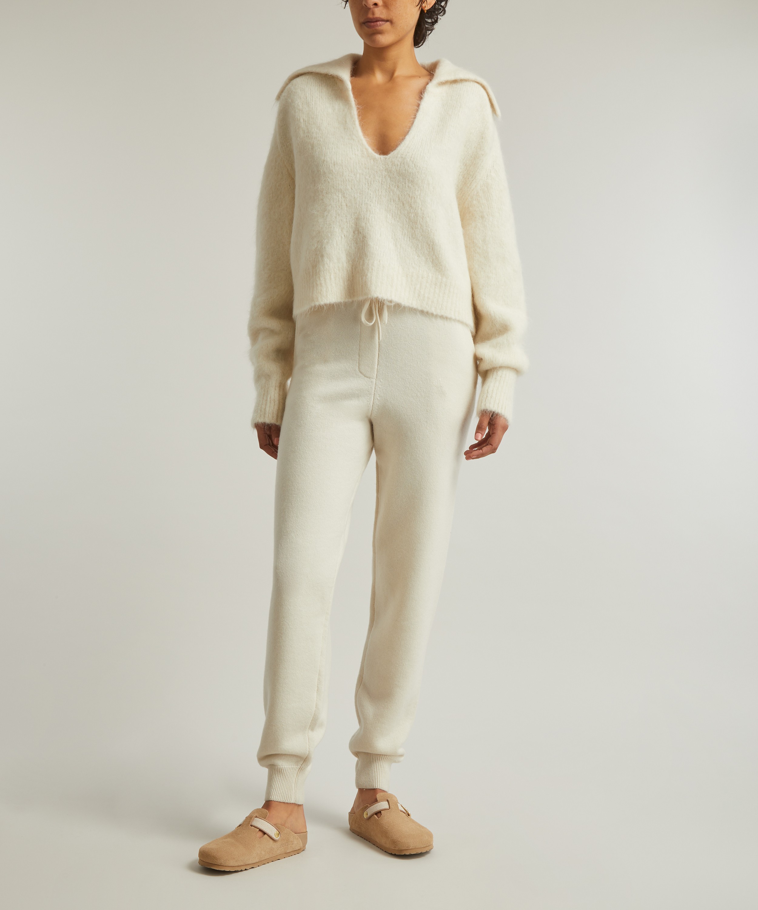 Loulou Studio - Ambrose Ivory Alpaca-Blend V-Neck Polo Jumper image number 1