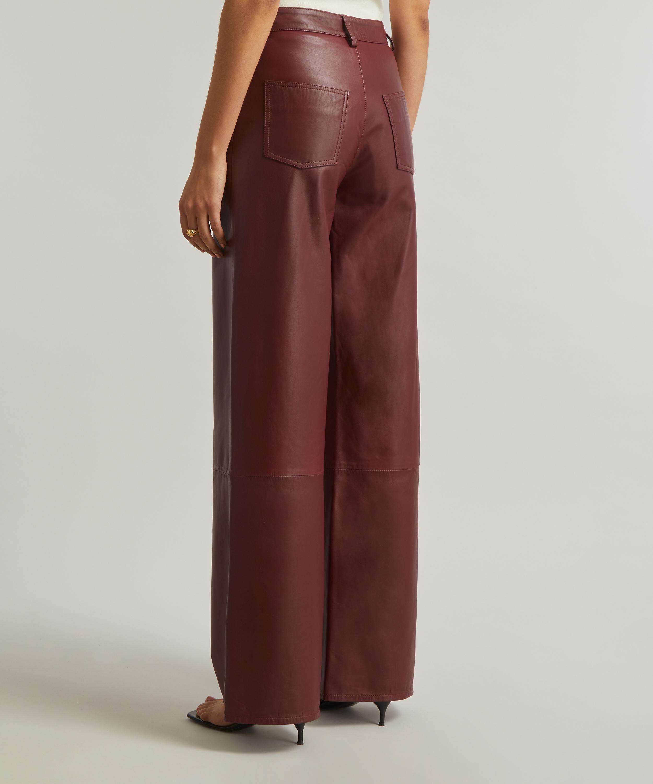 Loulou Studio - Figari Burgundy Plongé Leather Trousers image number 3