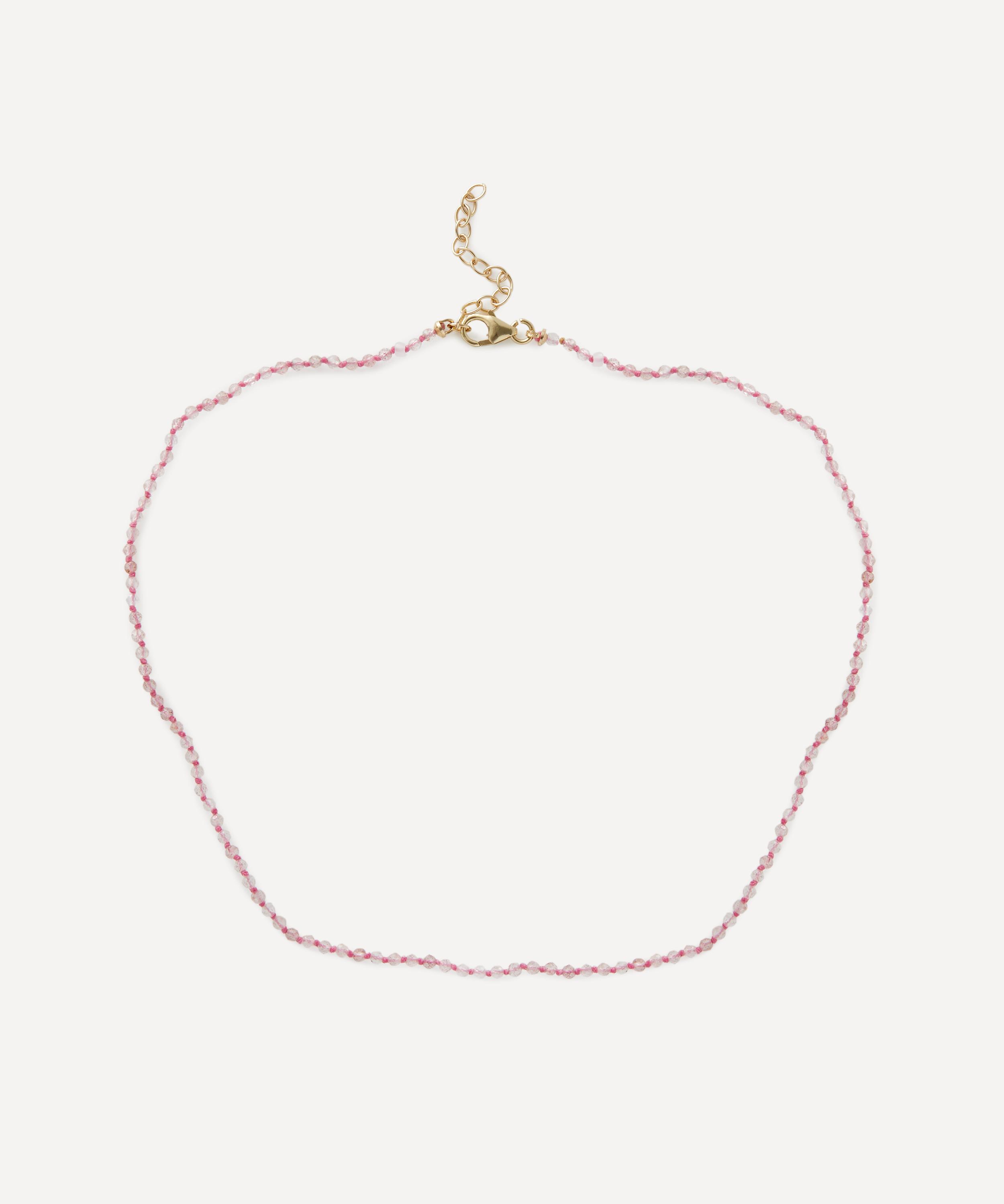 Andrea Fohrman - 14ct Gold Strawberry Quartz Beaded Necklace image number 0