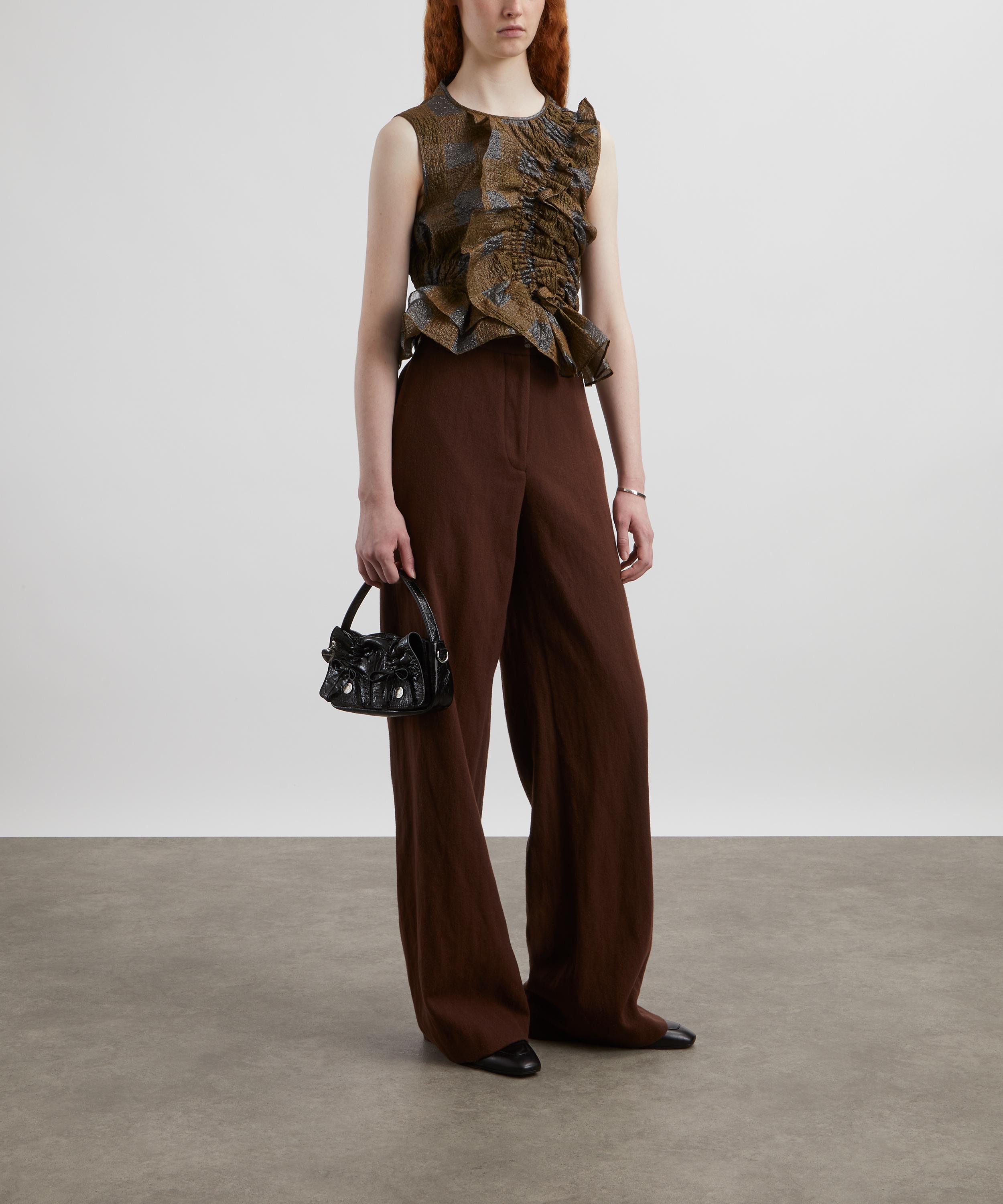 Cecilie Bahnsen - Geo Brown Gingham Jacquard Top image number 1