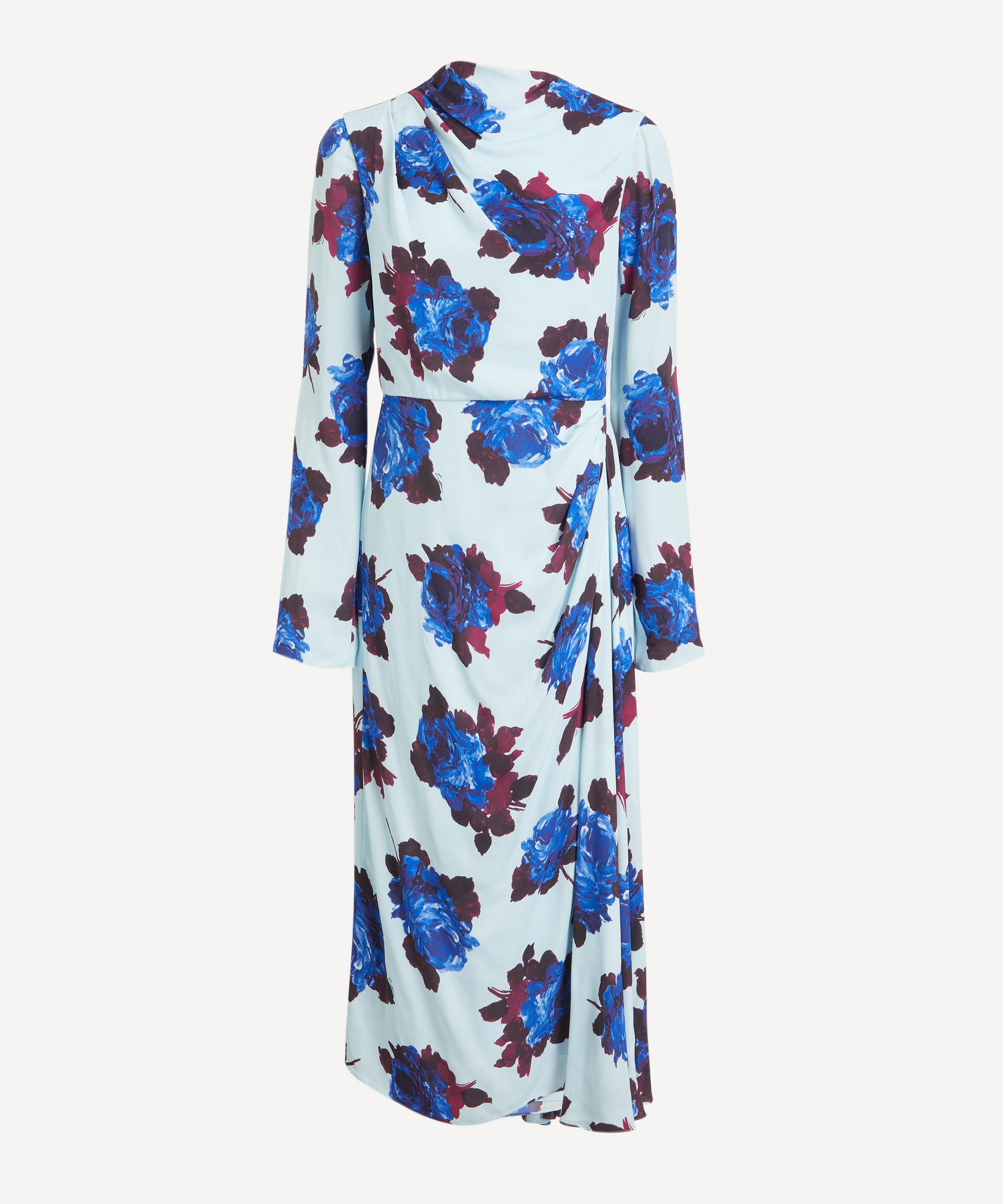 Erdem - Long Sleeve Draped Rossini Rose Midi Dress image number 0