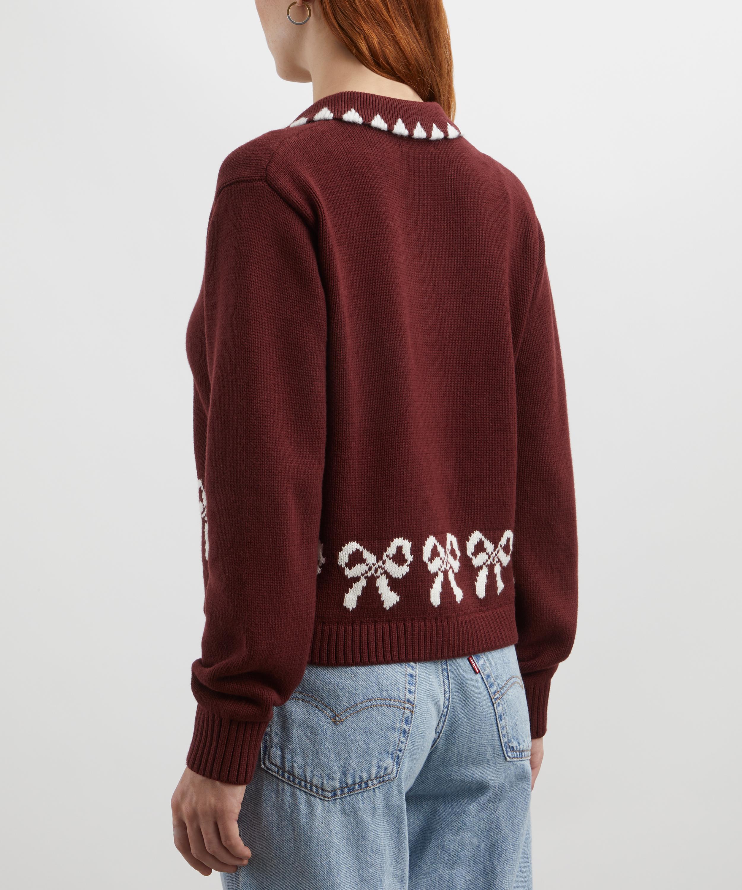 KITRI - Polly Oxblood Bow Knit Cardigan image number 3