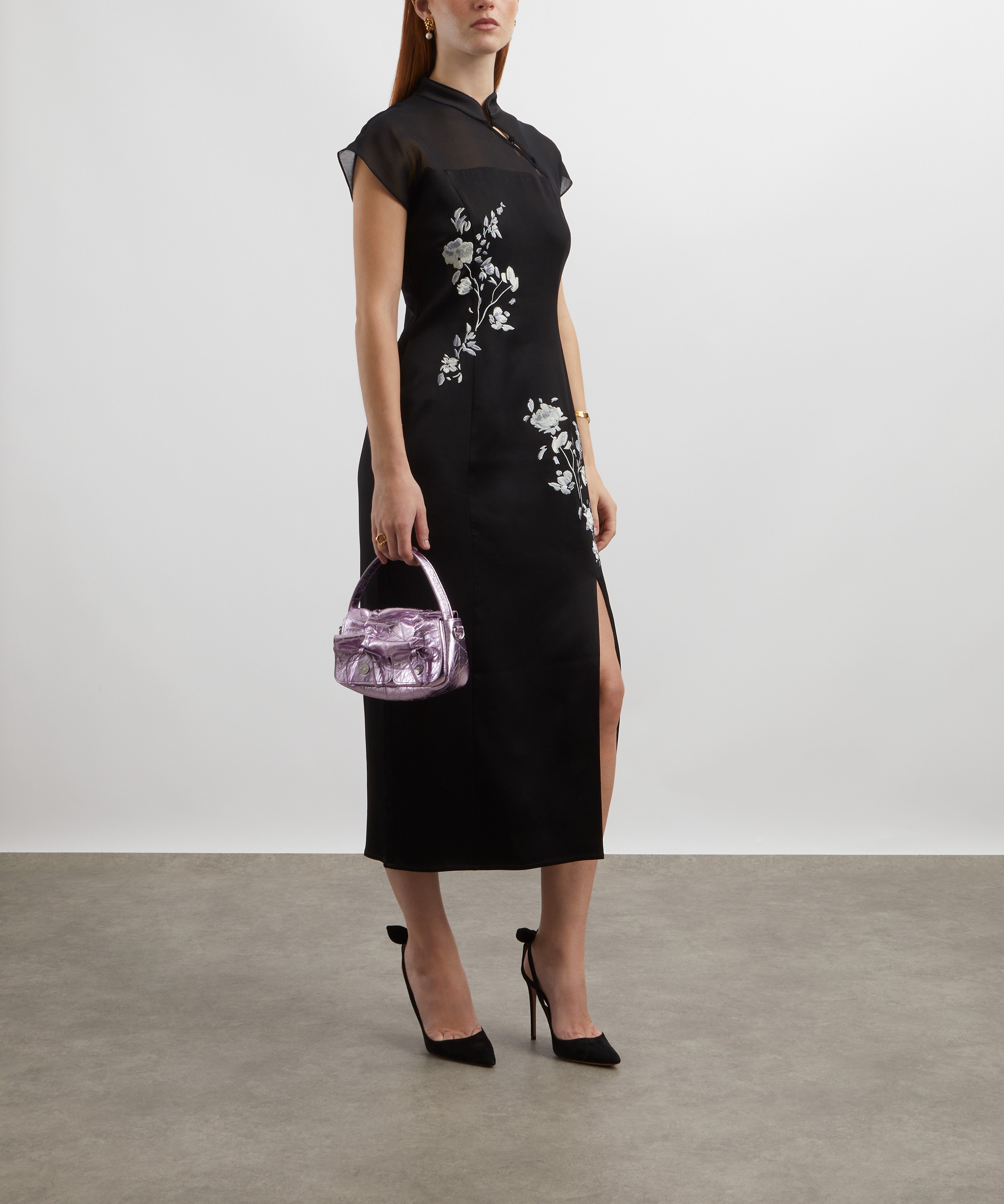 KITRI - Clio Black Embroidered Midi Dress image number 1