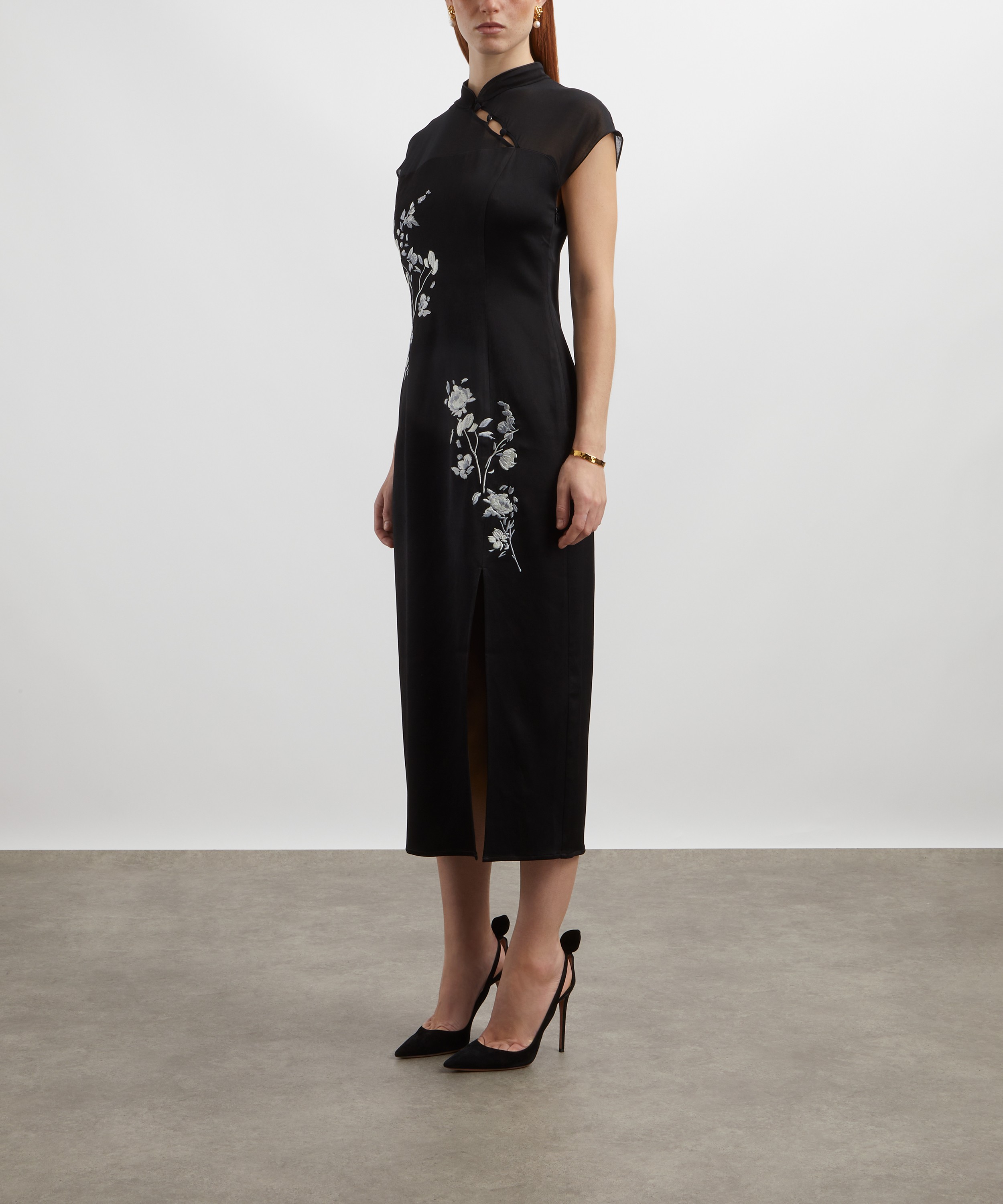 KITRI - Clio Black Embroidered Midi Dress image number 2