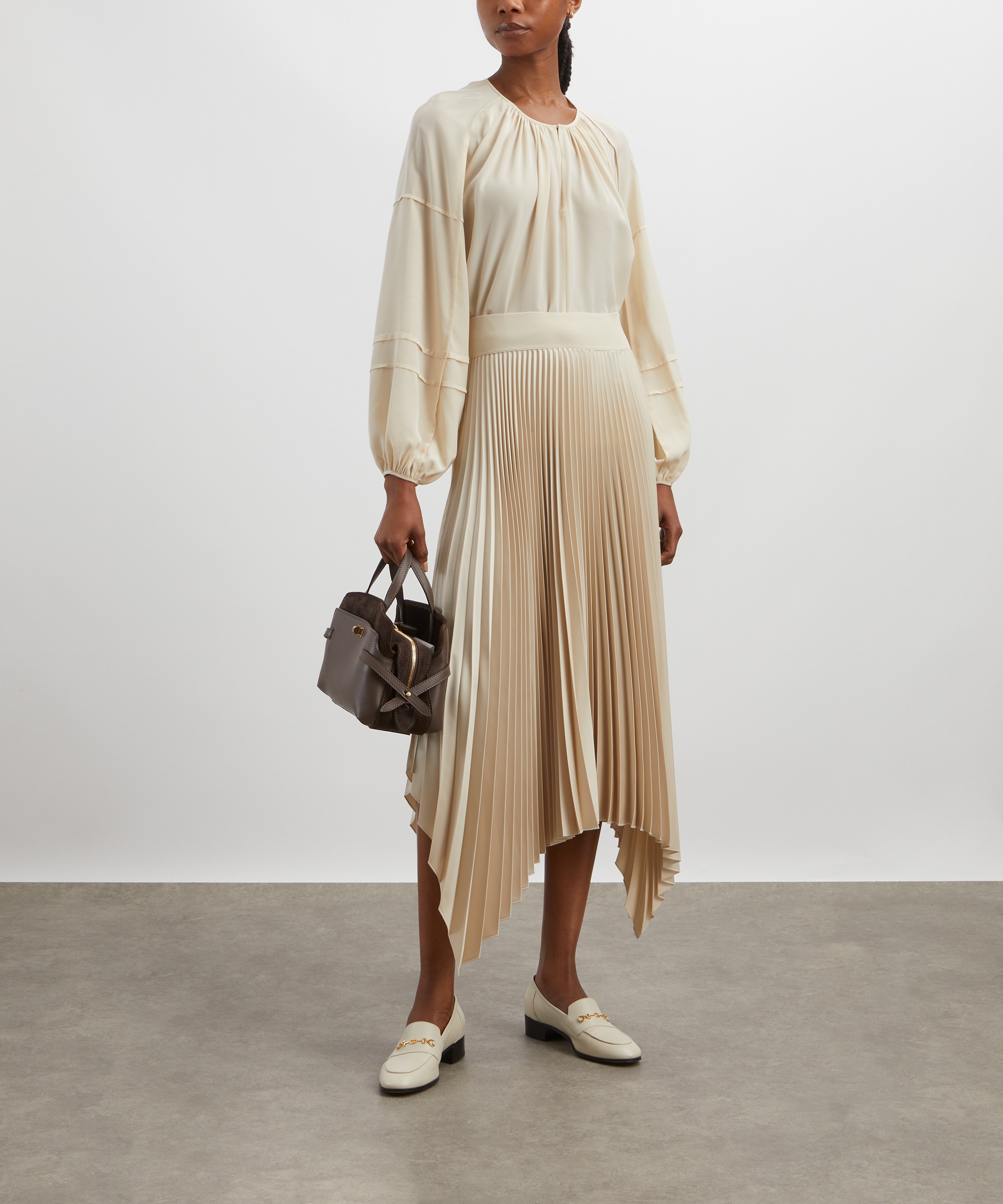 Joseph - Oat Knit Weave Plissé Ade Skirt image number 1