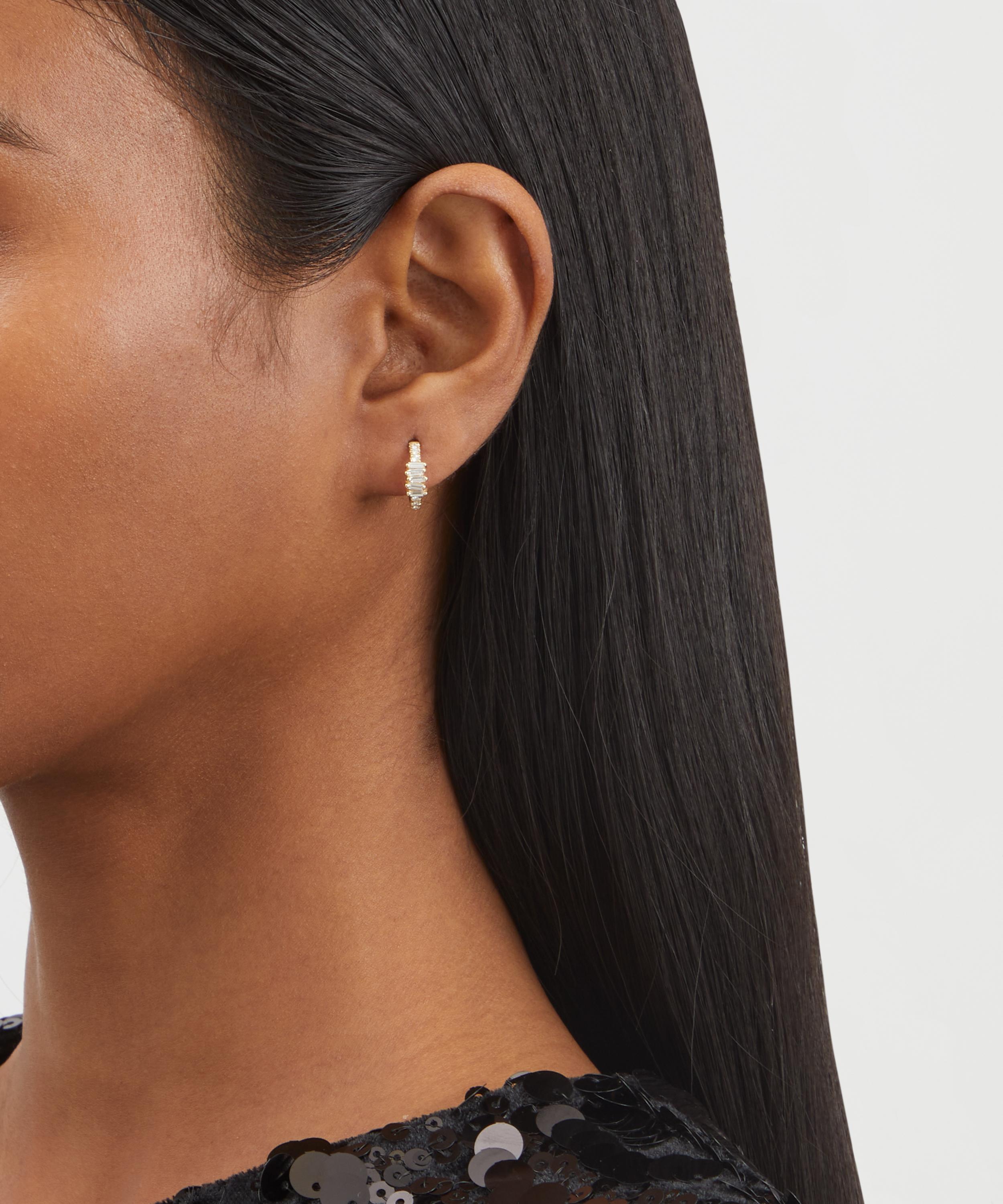 Suzanne Kalan - 14ct Gold Micro Mixed Classic Diamond Mini Hoops Earrings image number 1