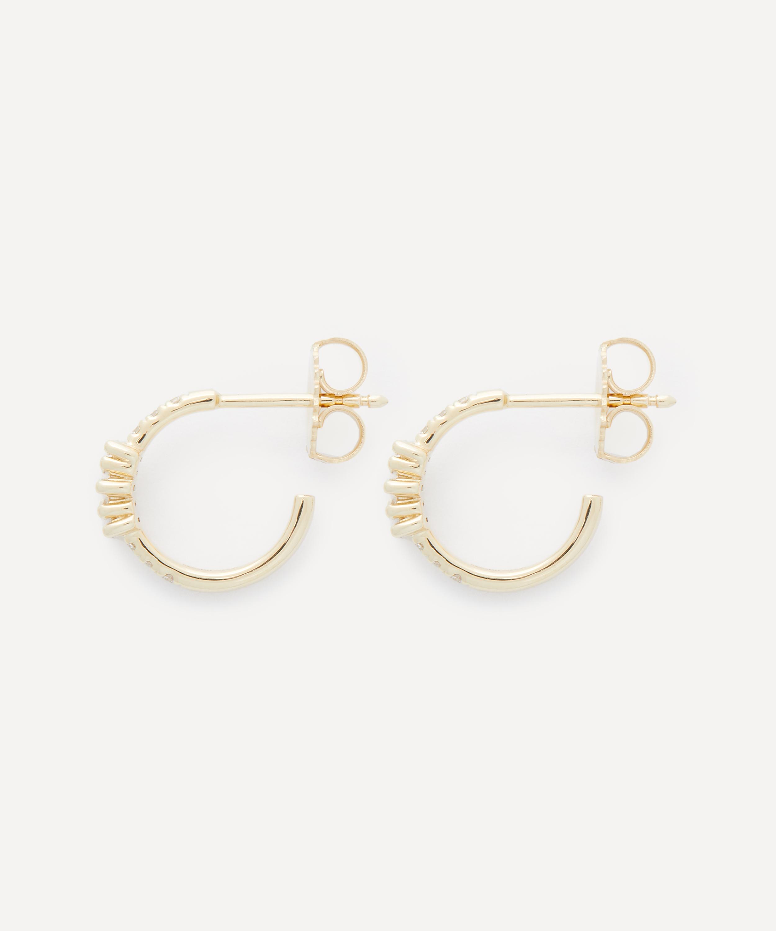 Suzanne Kalan - 14ct Gold Micro Mixed Classic Diamond Mini Hoops Earrings image number 2
