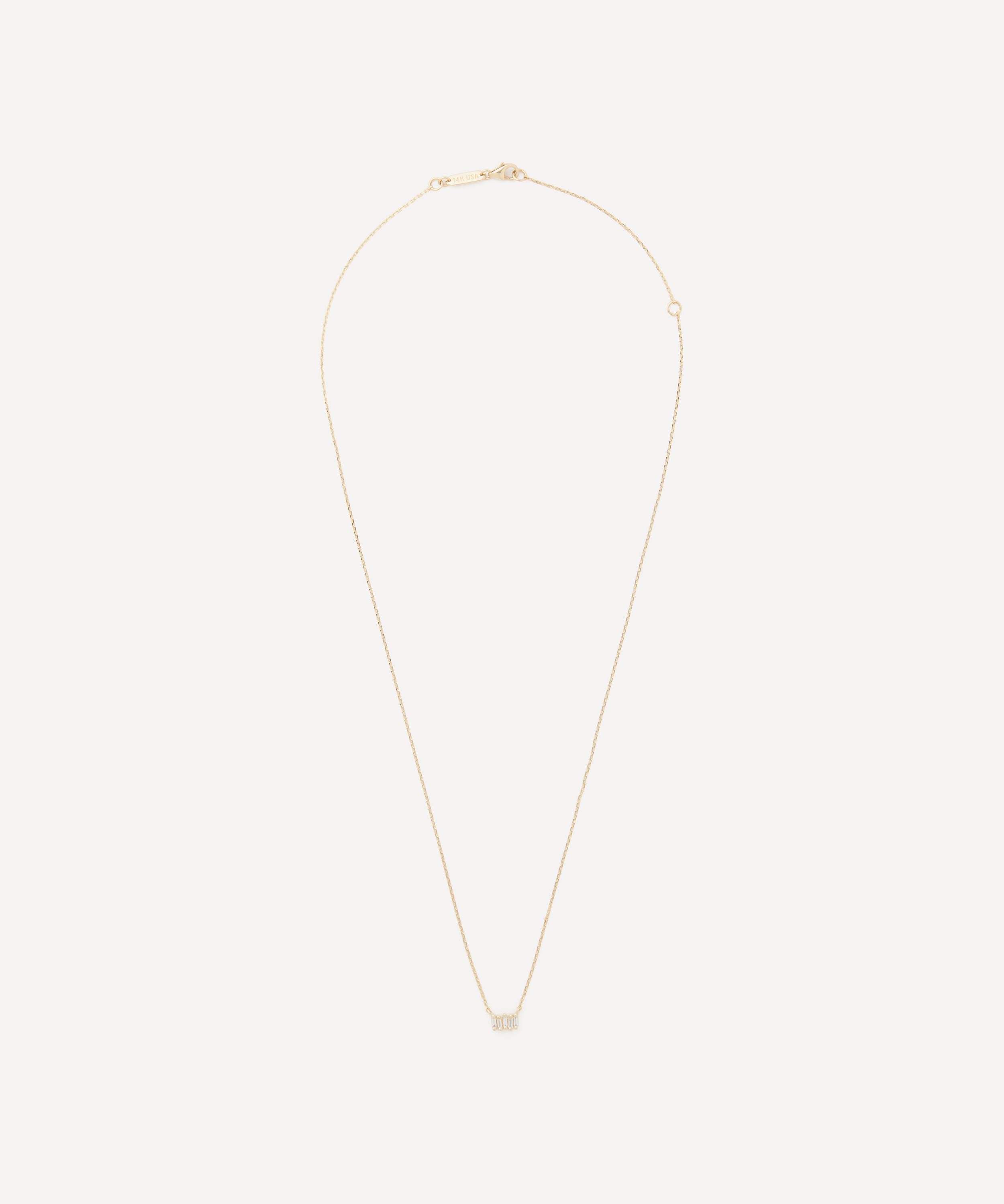 Suzanne Kalan - 14ct Gold Micro Classic Diamond Bar Pendant Necklace image number 2