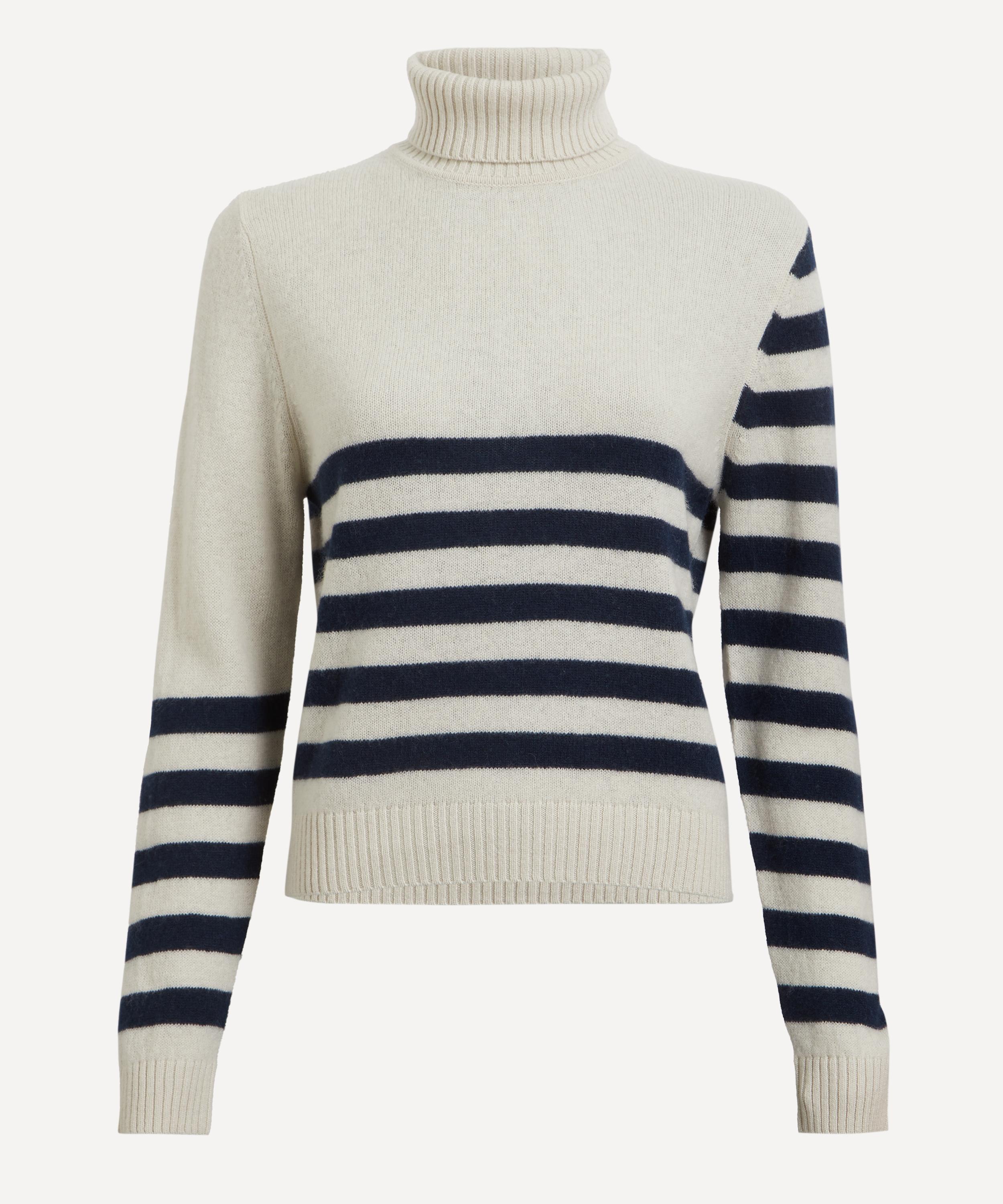 Jumper 1234 - Invert Stripe Roll Collar Cashmere-Wool Jumper image number 0