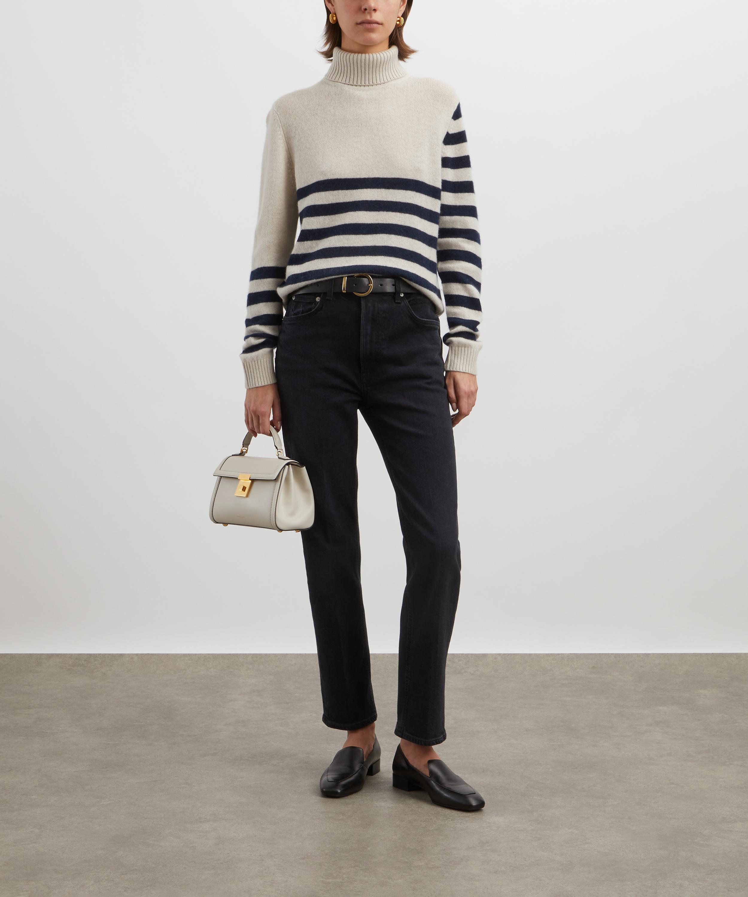 Jumper 1234 - Invert Stripe Roll Collar Cashmere-Wool Jumper image number 1