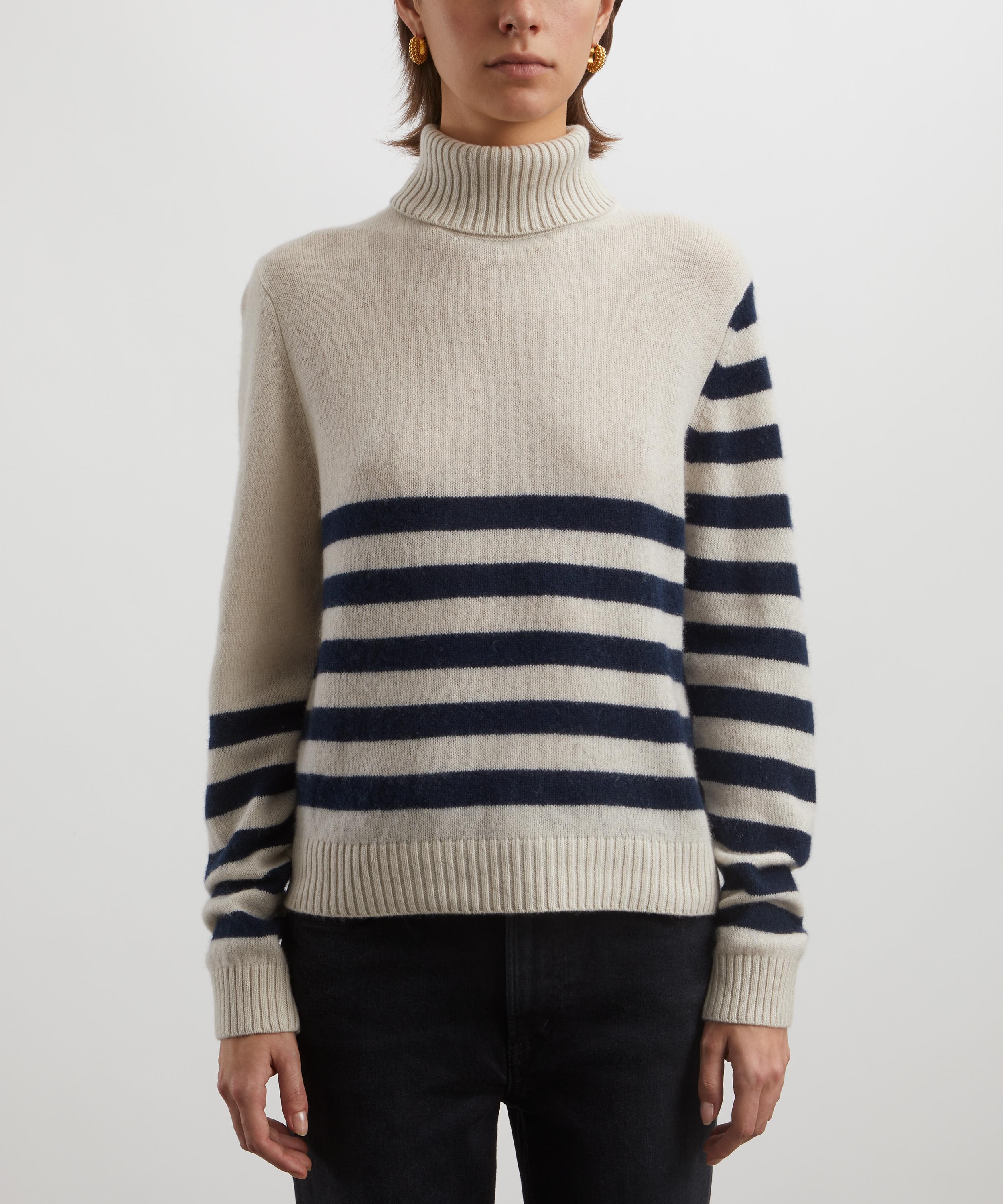 Jumper 1234 - Invert Stripe Roll Collar Cashmere-Wool Jumper image number 2