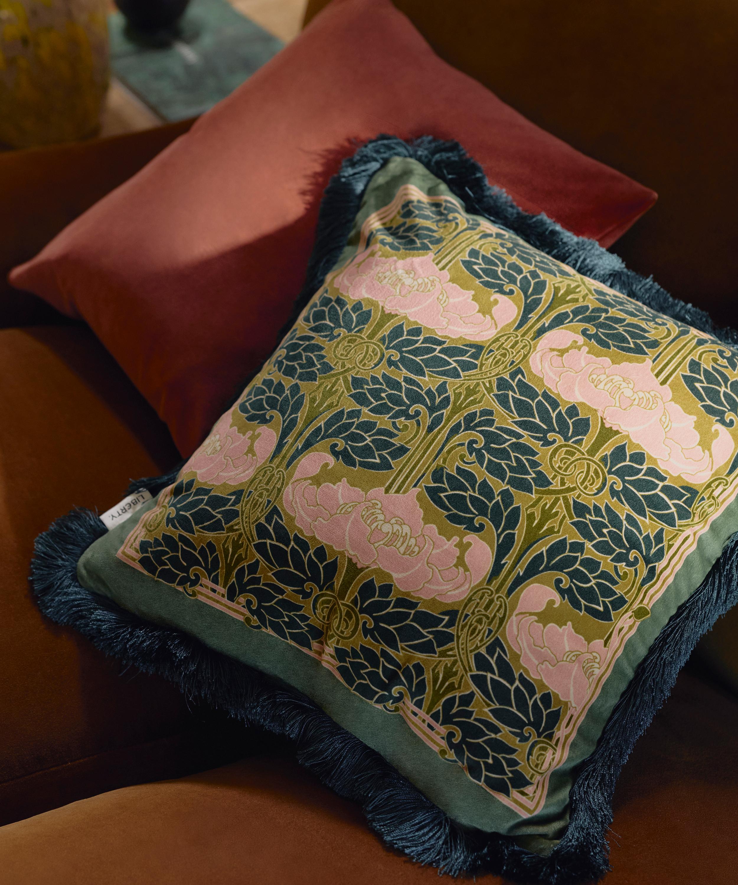 Liberty - Pewter Poppy Velvet Cushion image number 1
