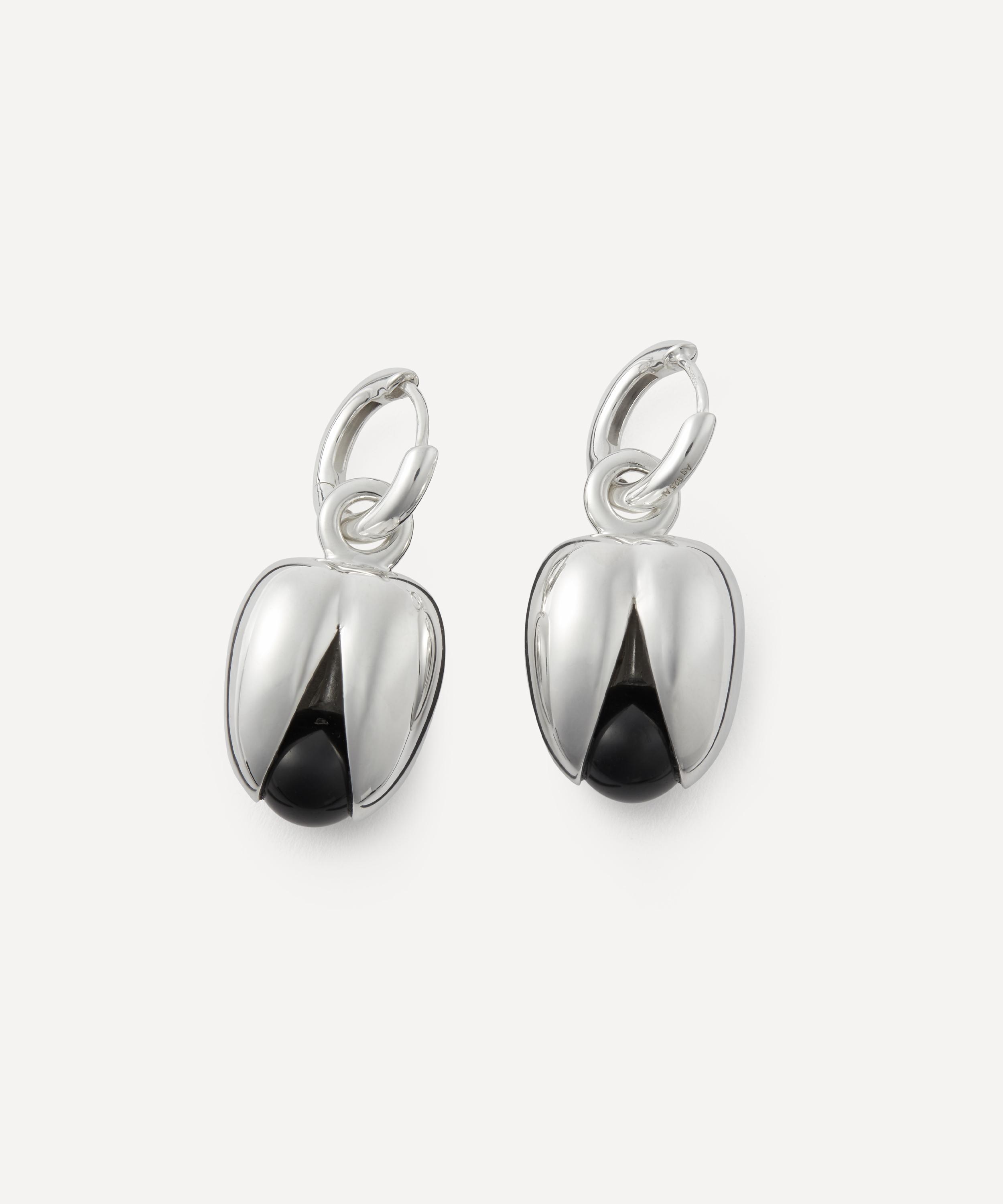 Annika Inez - Sterling Silver Small Open Pod Drop Earrings image number 1