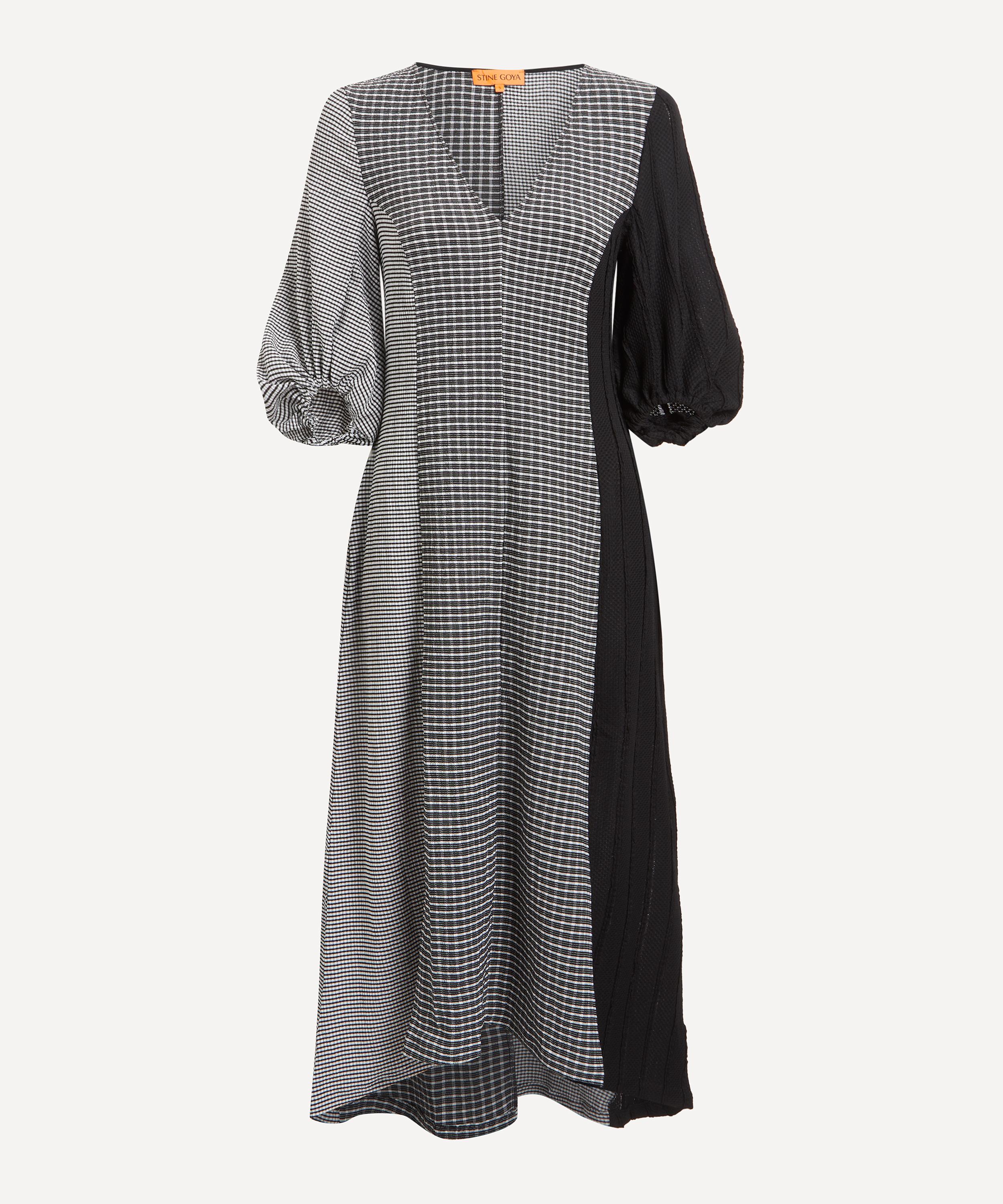 Stine Goya - Three-Quarter Sleeve Chequered Midi Dress image number 0