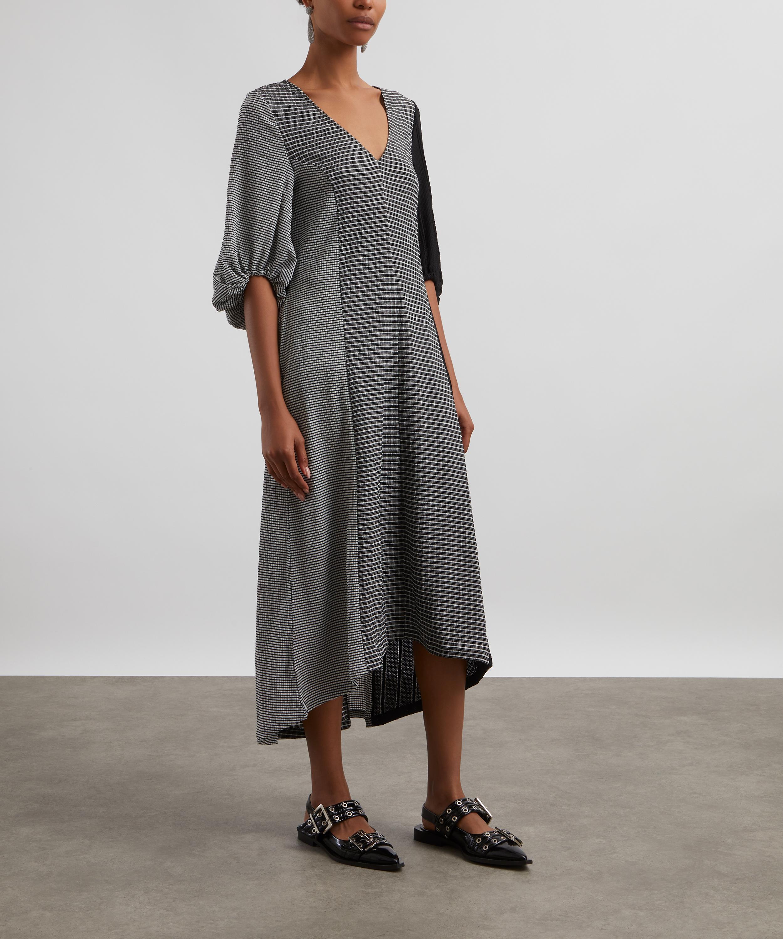 Stine Goya - Three-Quarter Sleeve Chequered Midi Dress image number 2