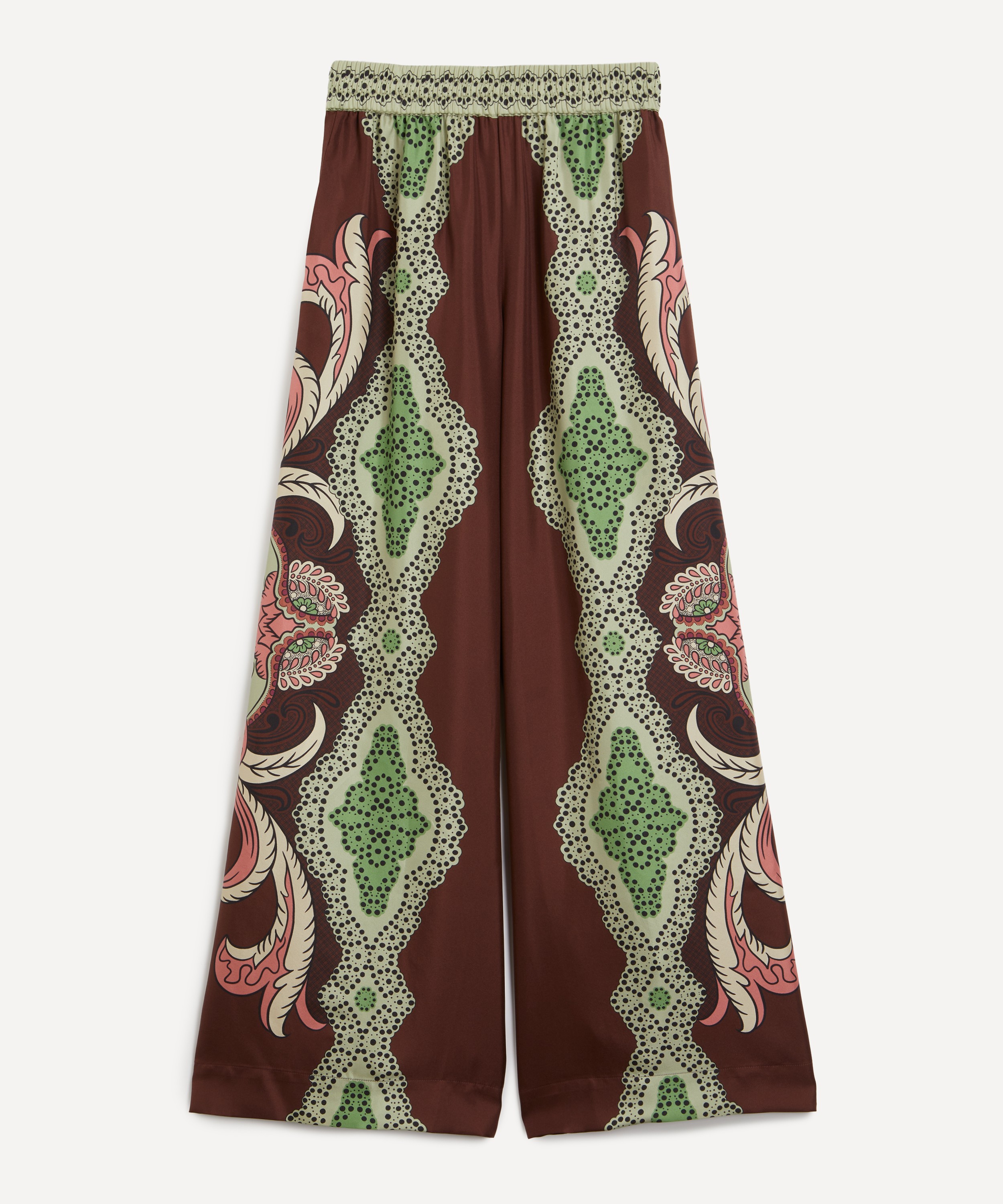 La DoubleJ - Palazzo Portal Placée Brown Silk Twill Trousers image number 0